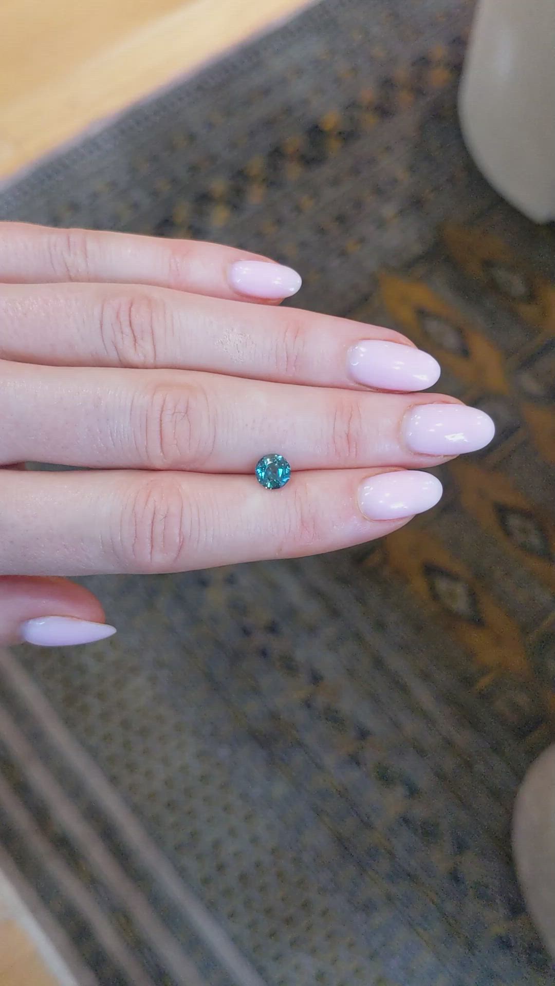 1.17 Ct. Bluish Green Sapphire from Madagascar Size Video