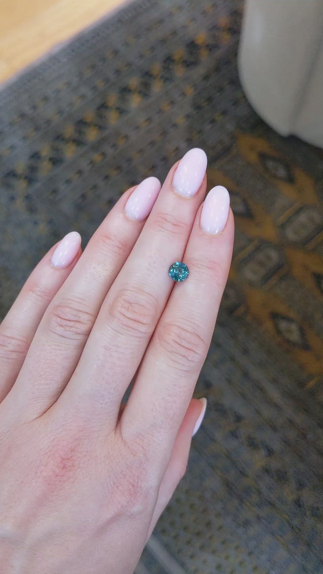 1.17 Ct. Bluish Green Sapphire from Madagascar Size Video