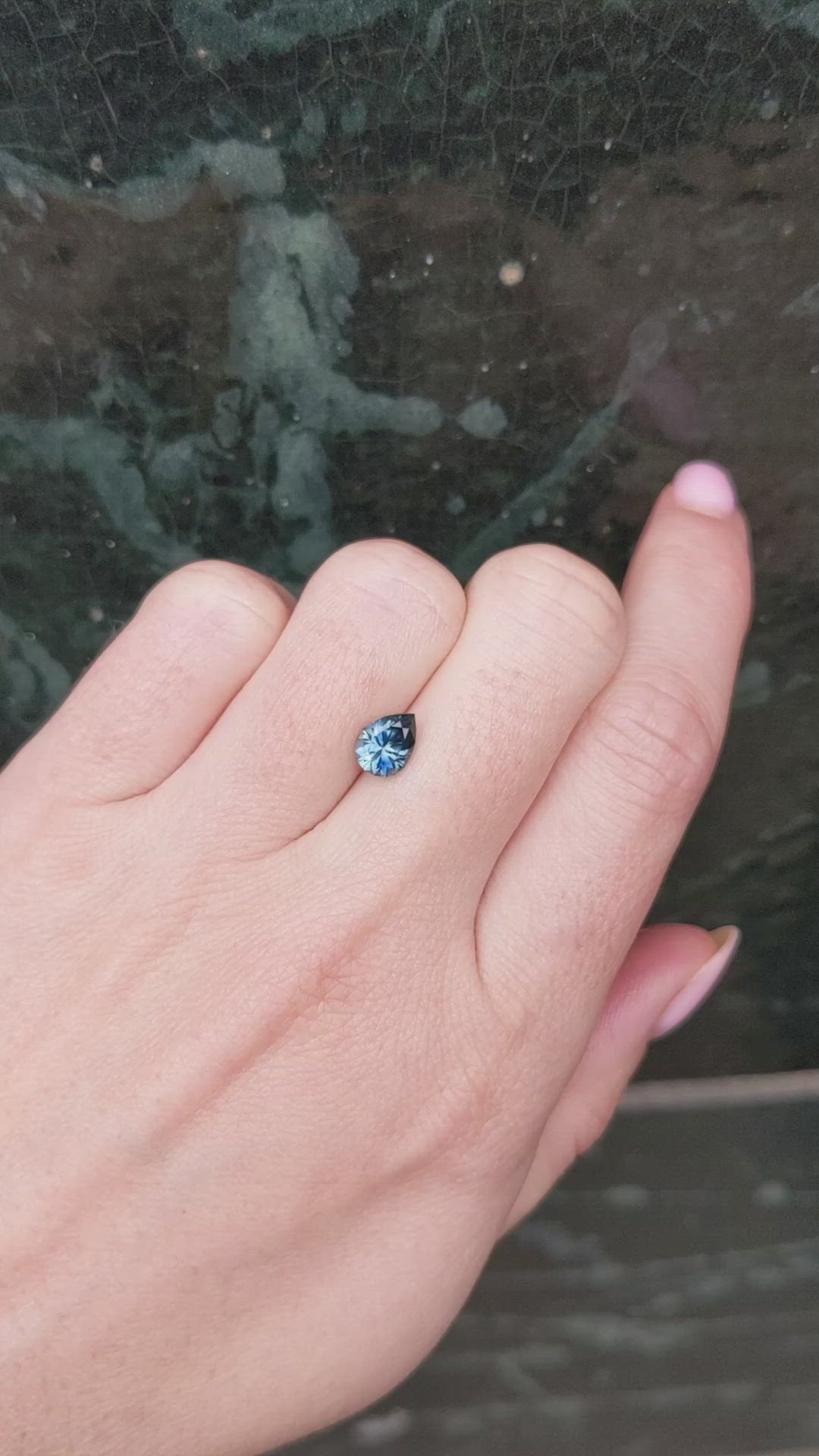 1.26 Ct. Greenish Blue Sapphire from Montana Size Video