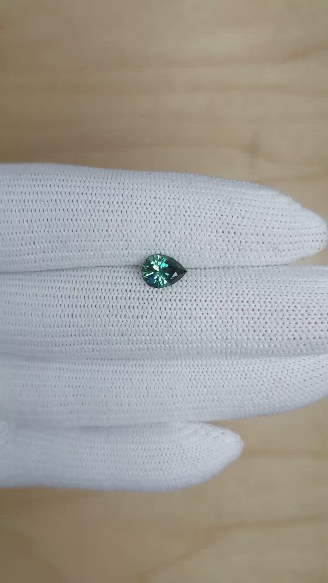 1.26 Ct. Greenish Blue Sapphire from Montana Size Video