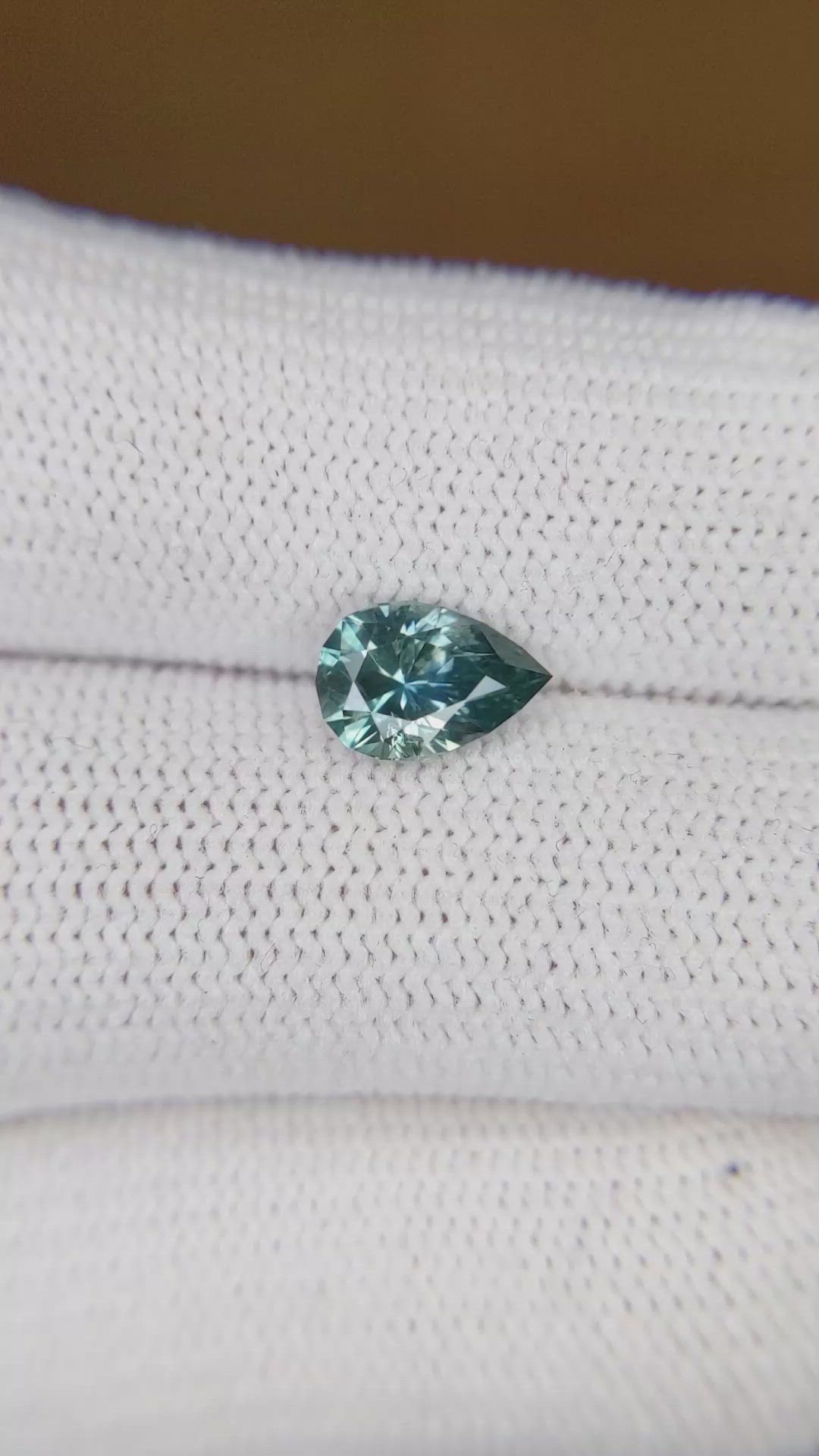 1.23 Ct. Greenish Blue Sapphire from Montana Size Video