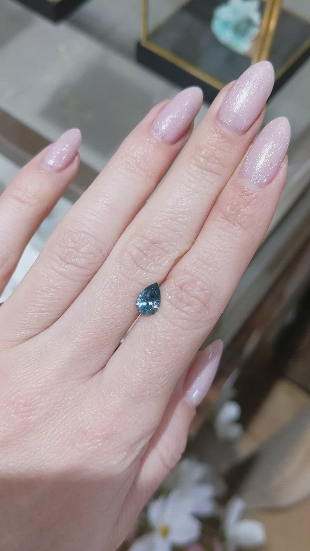 1.23 Ct. Greenish Blue Sapphire from Montana Size Video