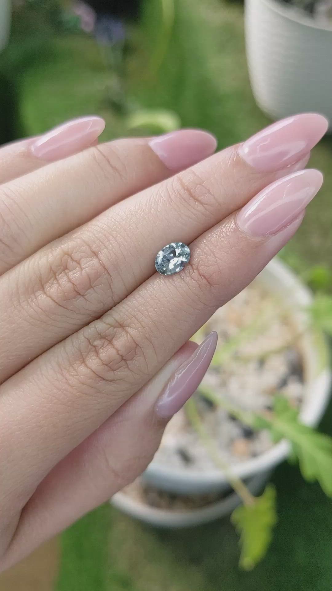 0.72 Ct. Bluish Green Sapphire from Ceylon (Sri Lanka) Size Video