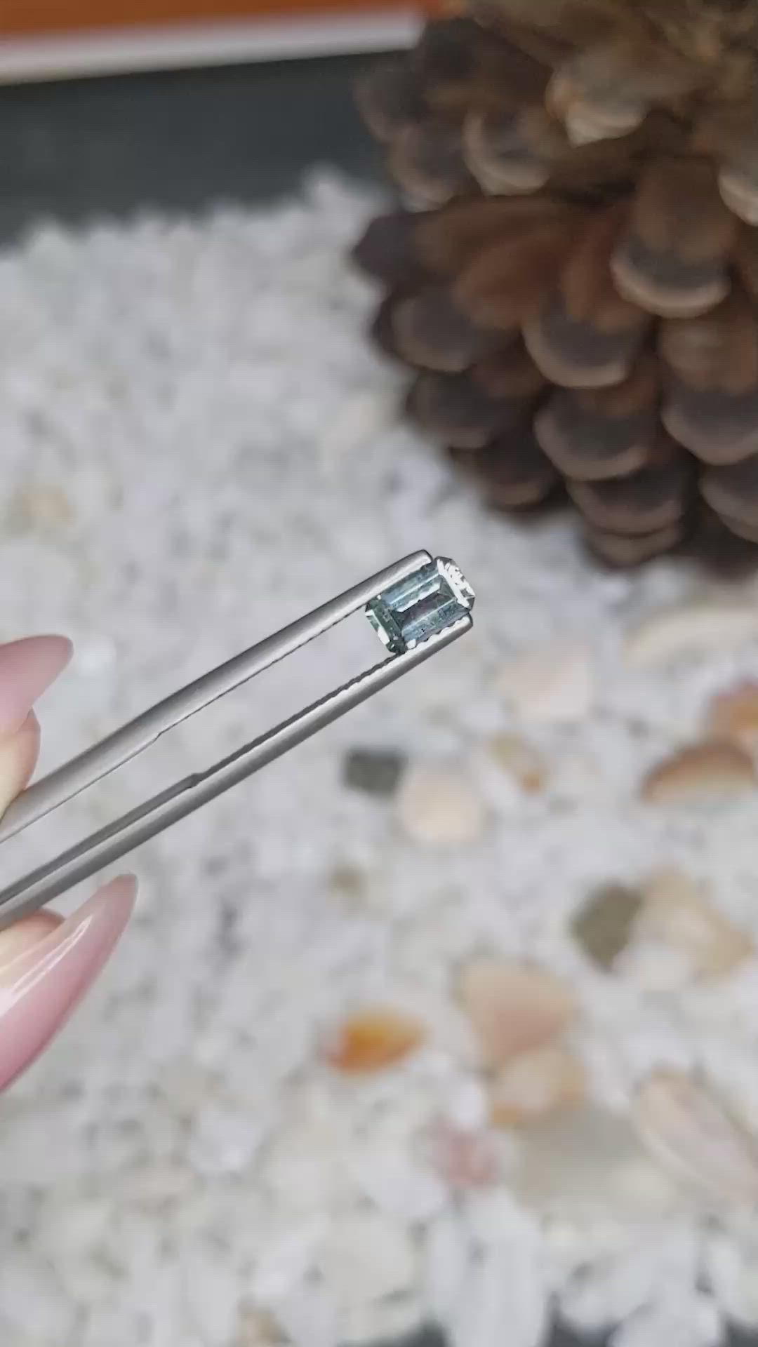 0.65 Ct. Bluish Green Sapphire from Madagascar Size Video