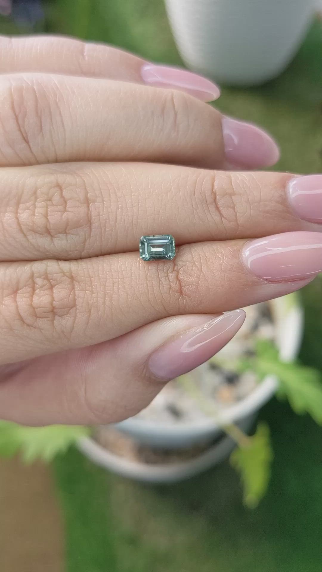 0.73 Ct. Bluish Green Sapphire from Madagascar Size Video