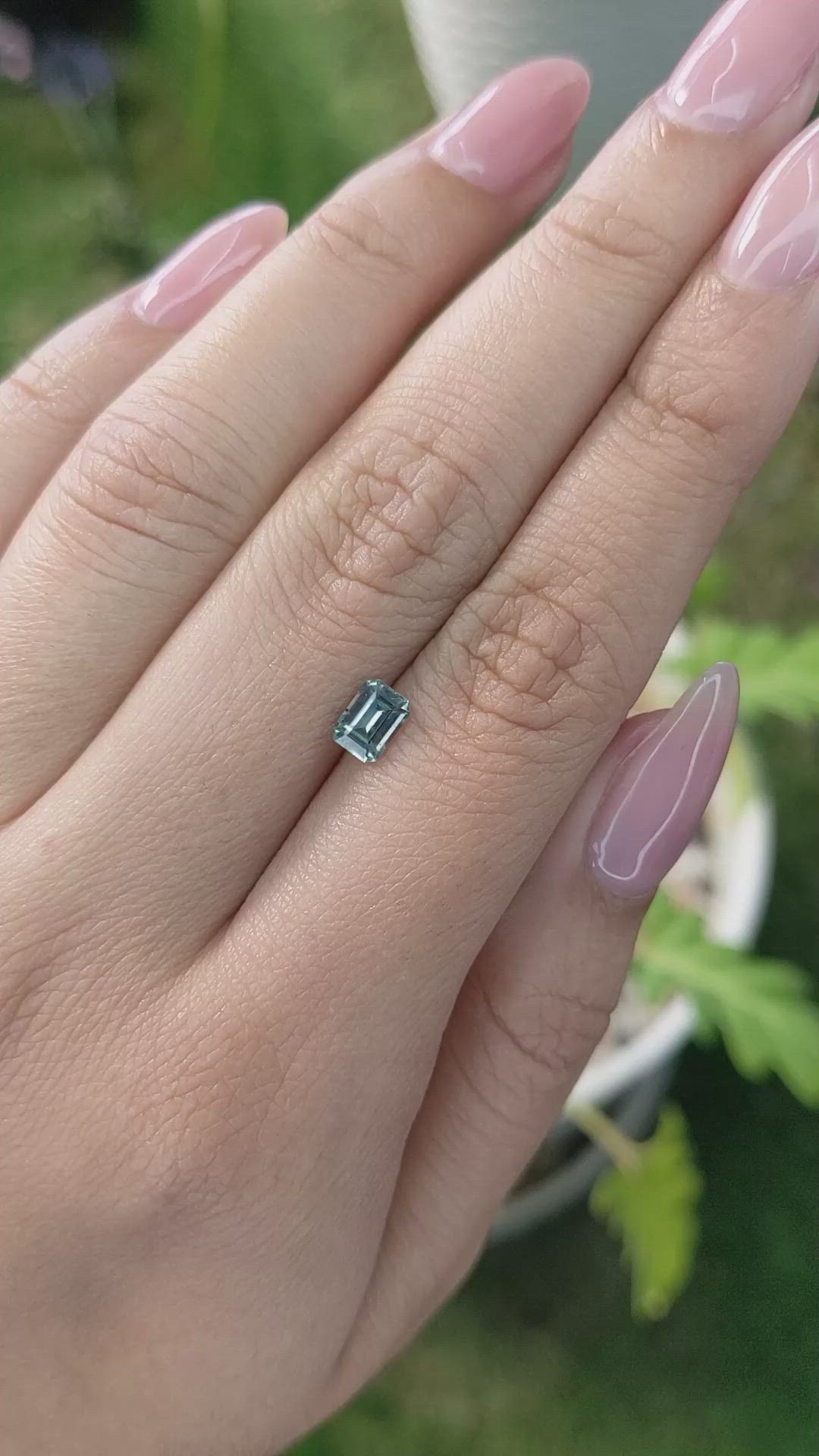 0.73 Ct. Bluish Green Sapphire from Madagascar Size Video