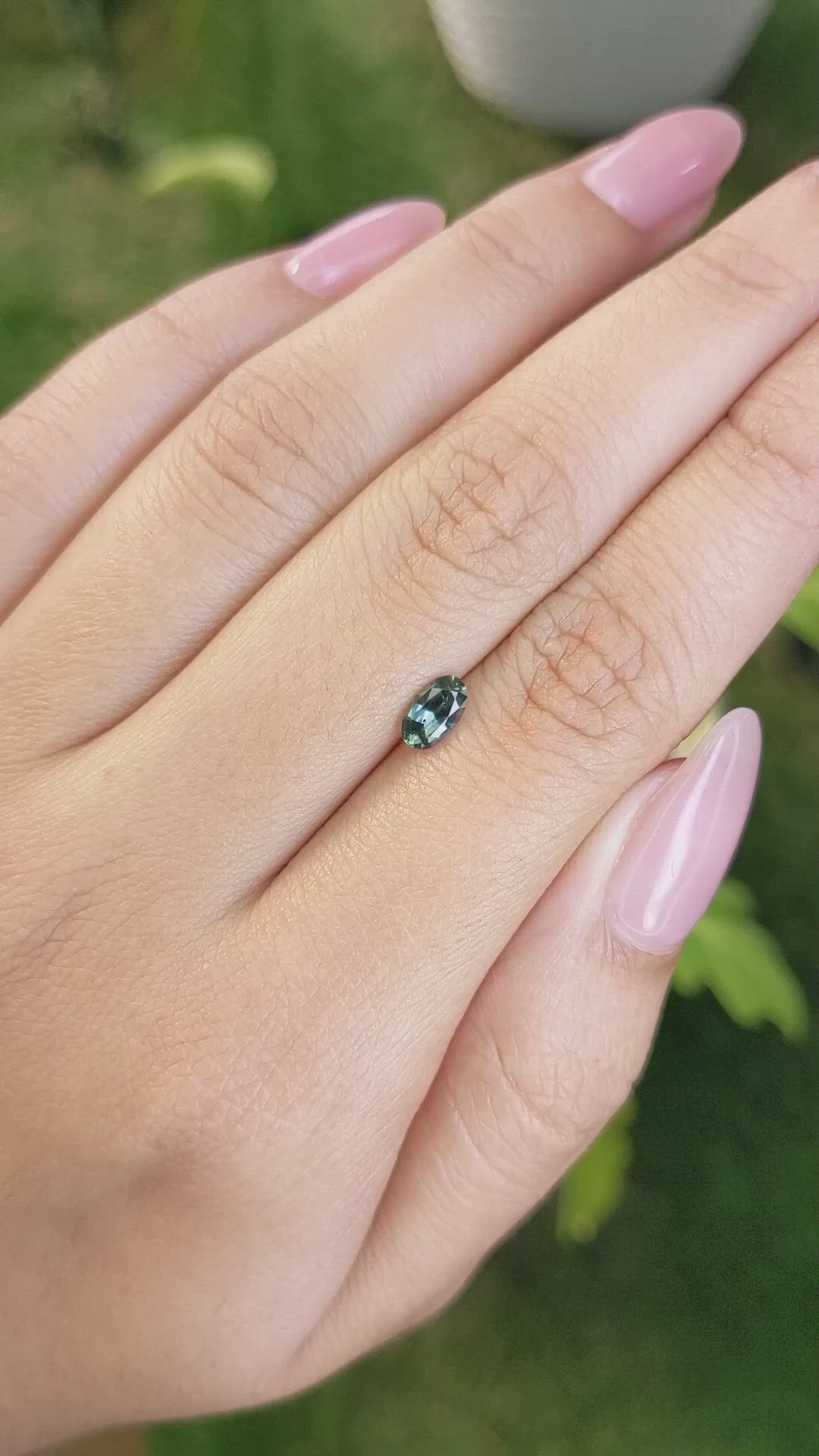 0.55 Ct. Bluish Green Sapphire from Madagascar Size Video