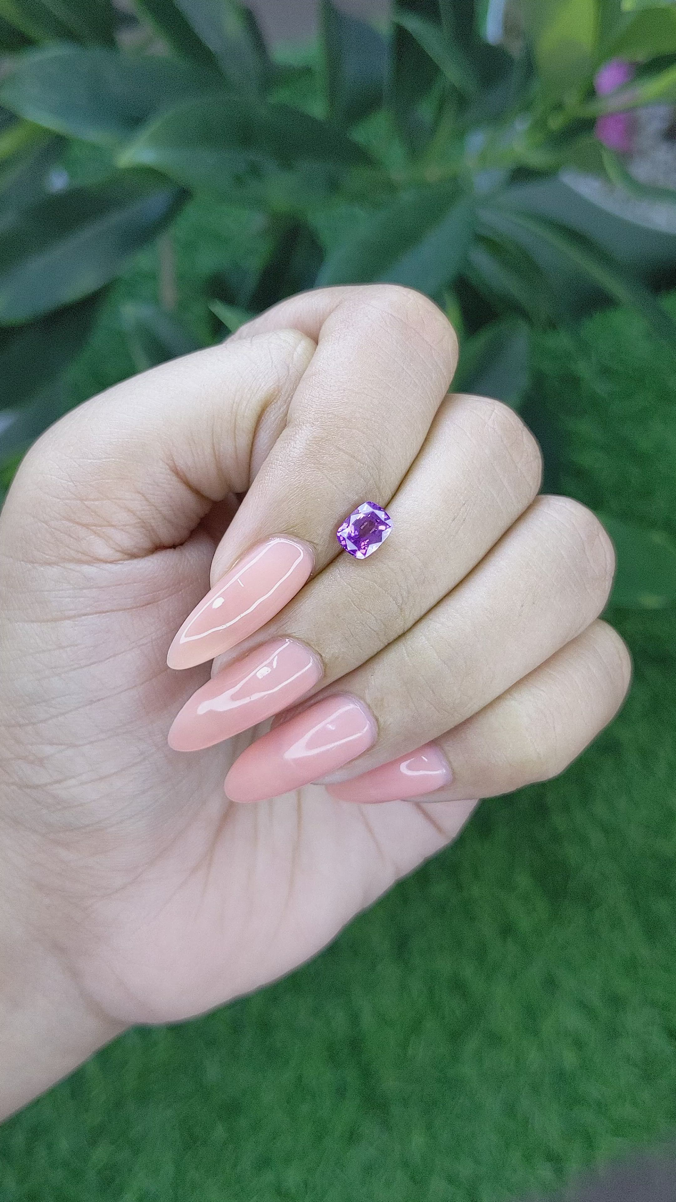 1.10 Ct. Pinkish Purple Sapphire from Tanzania Size Video