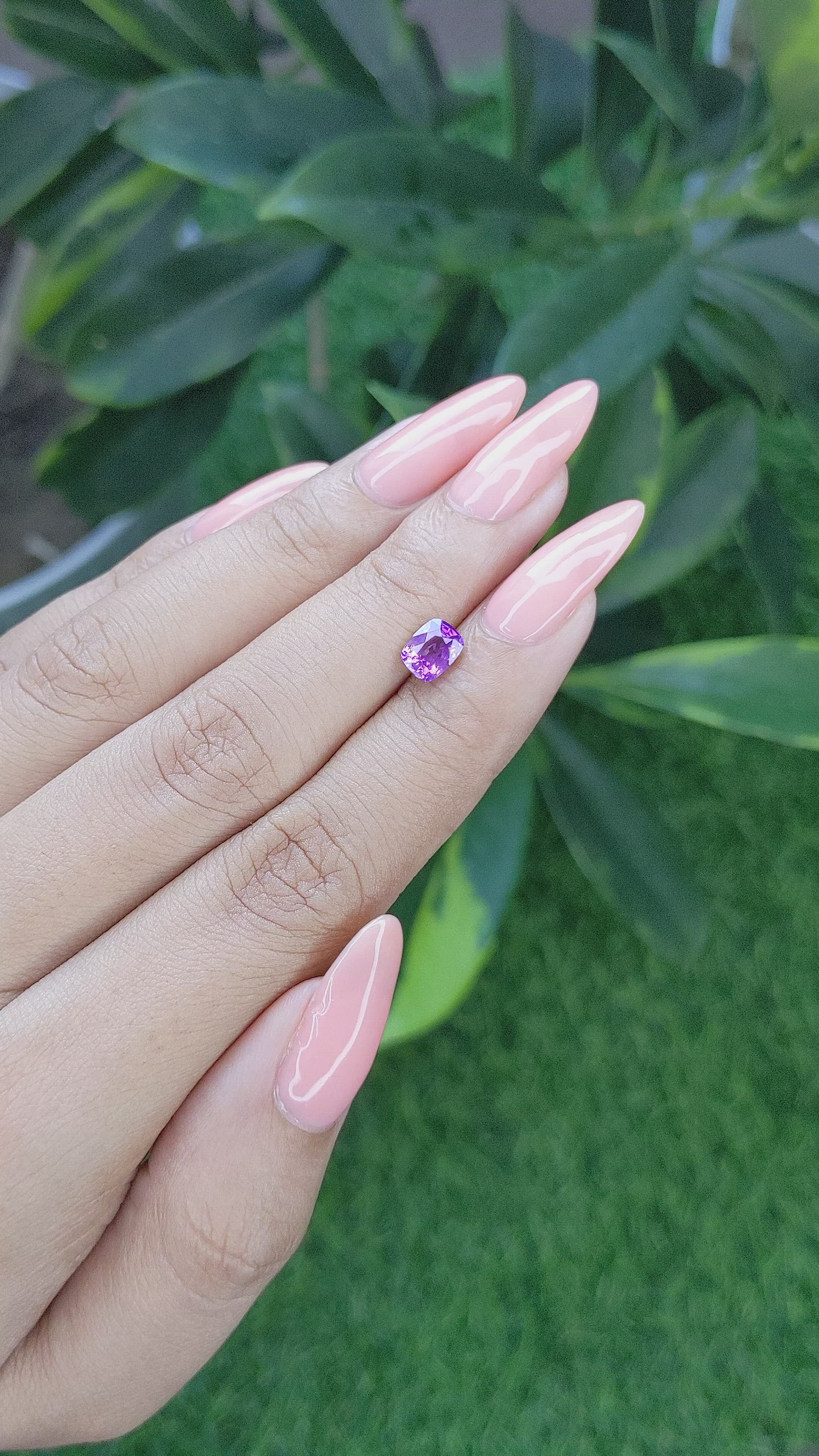 1.10 Ct. Pinkish Purple Sapphire from Tanzania Size Video