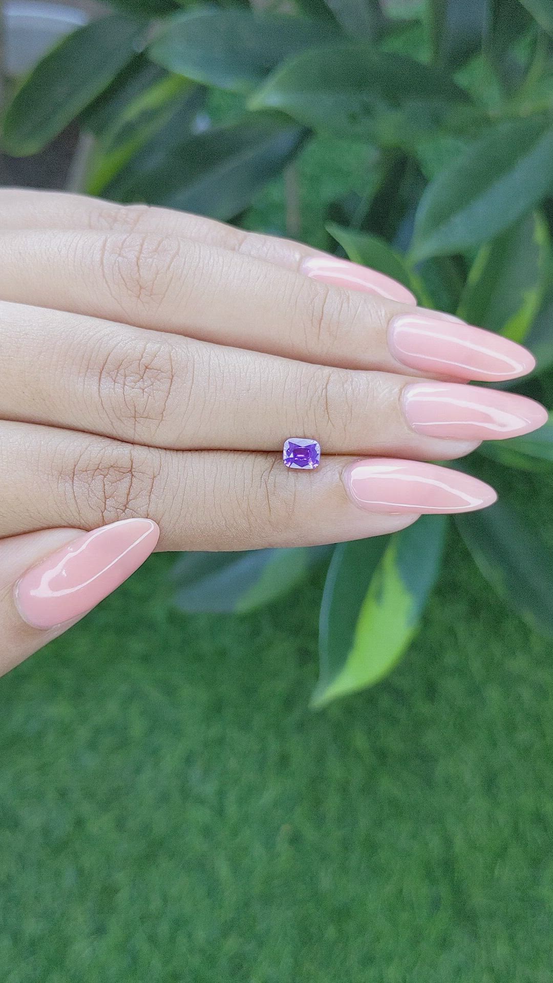 0.57 Ct. Pinkish Purple Sapphire from Tanzania Size Video