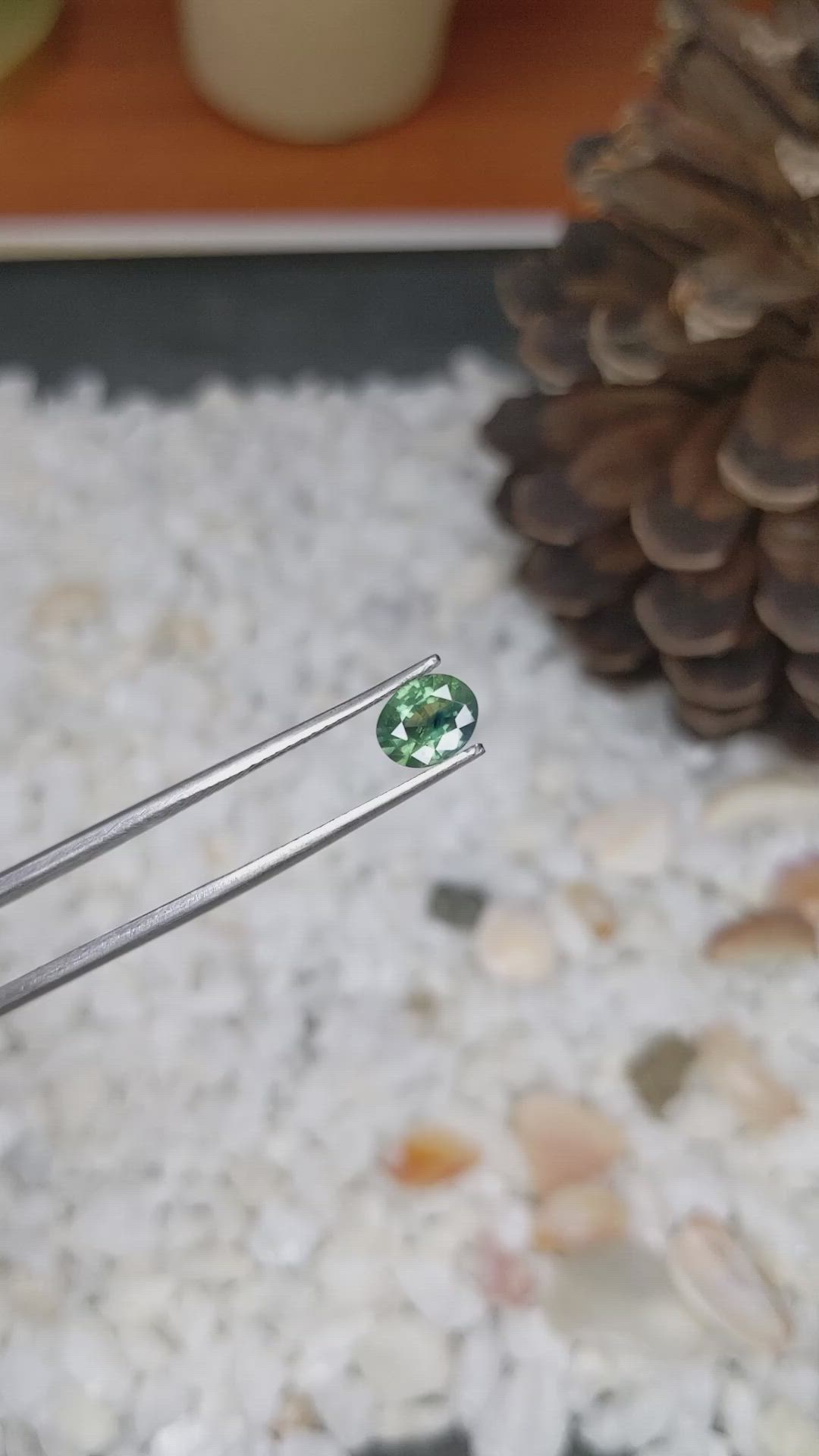 0.88 Ct. Bluish Green Sapphire from Madagascar Size Video
