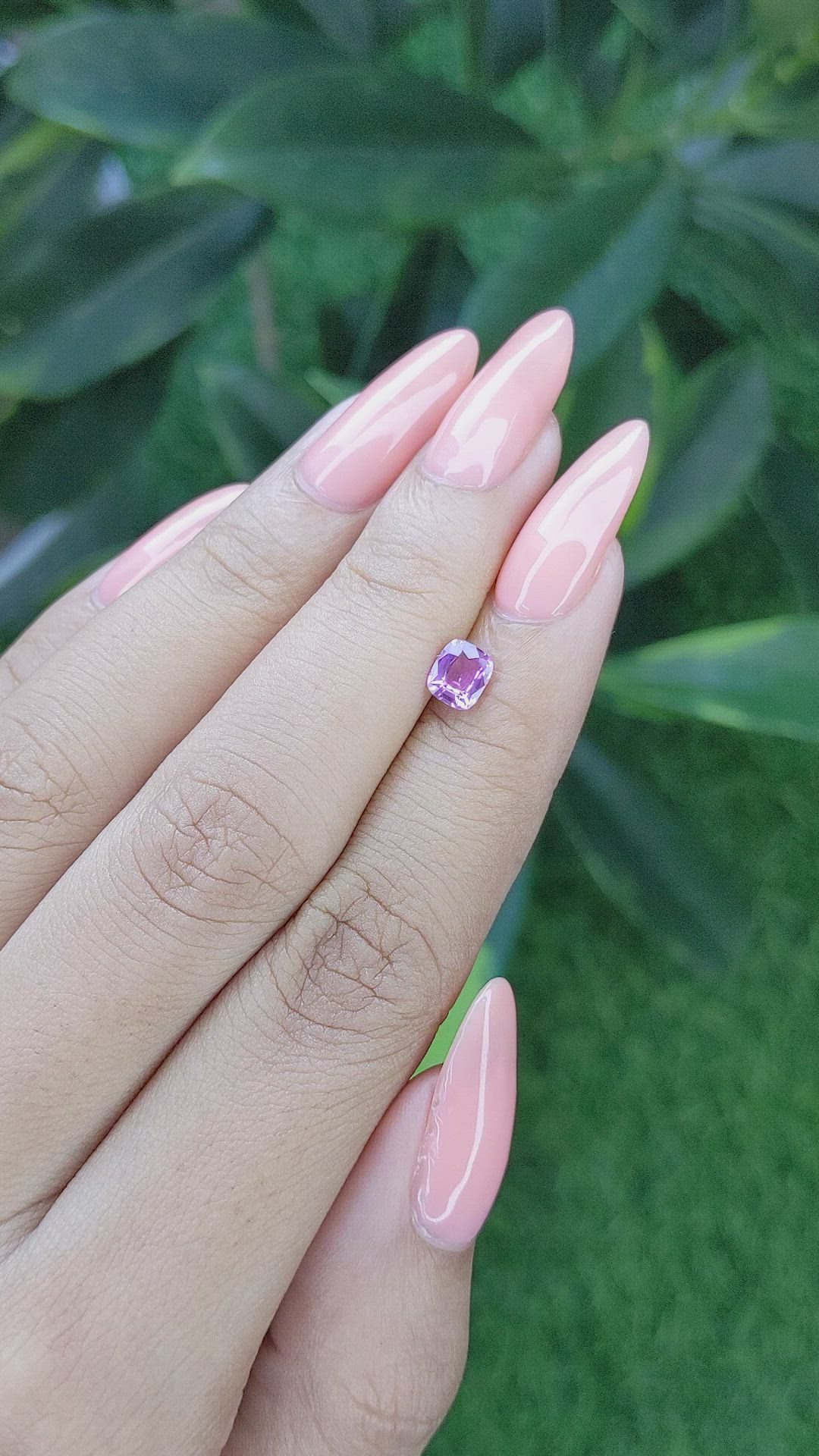 0.63 Ct. Pinkish Purple Sapphire from Tanzania Size Video