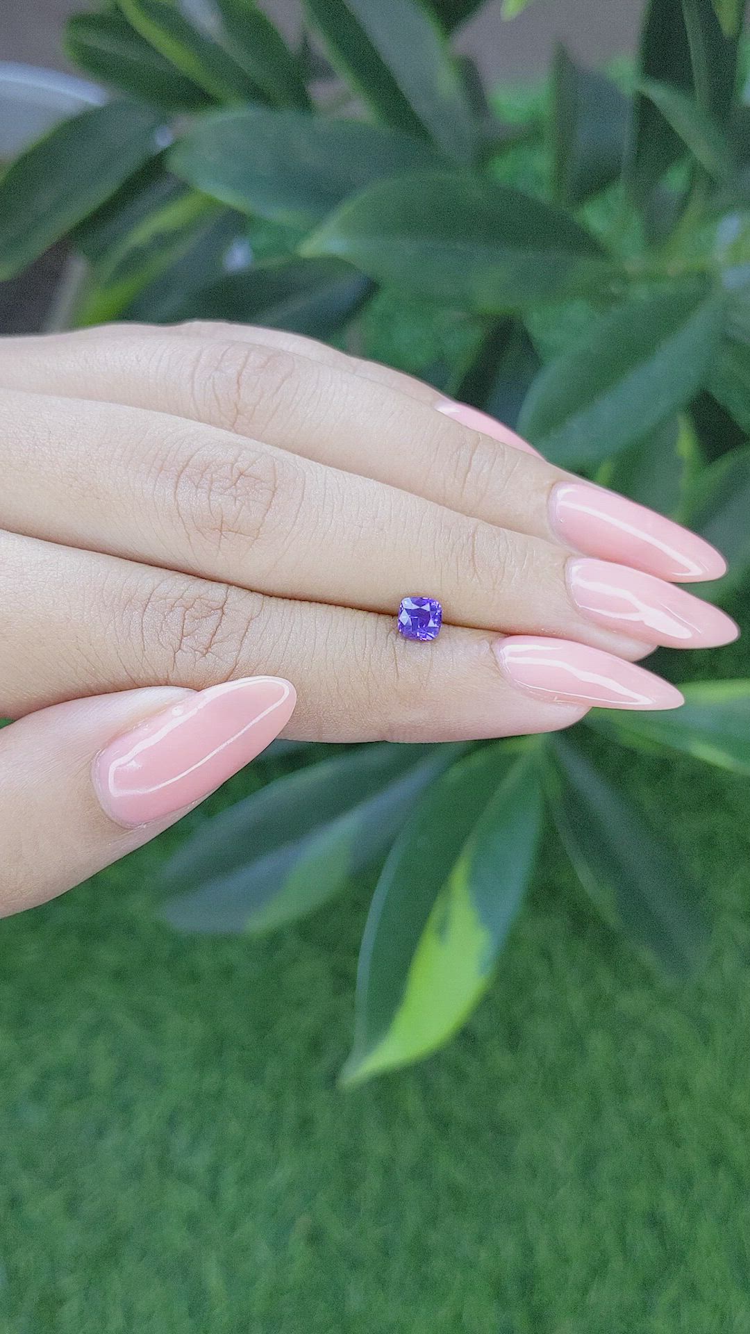 0.64 Ct. Purple Sapphire from Tanzania Size Video