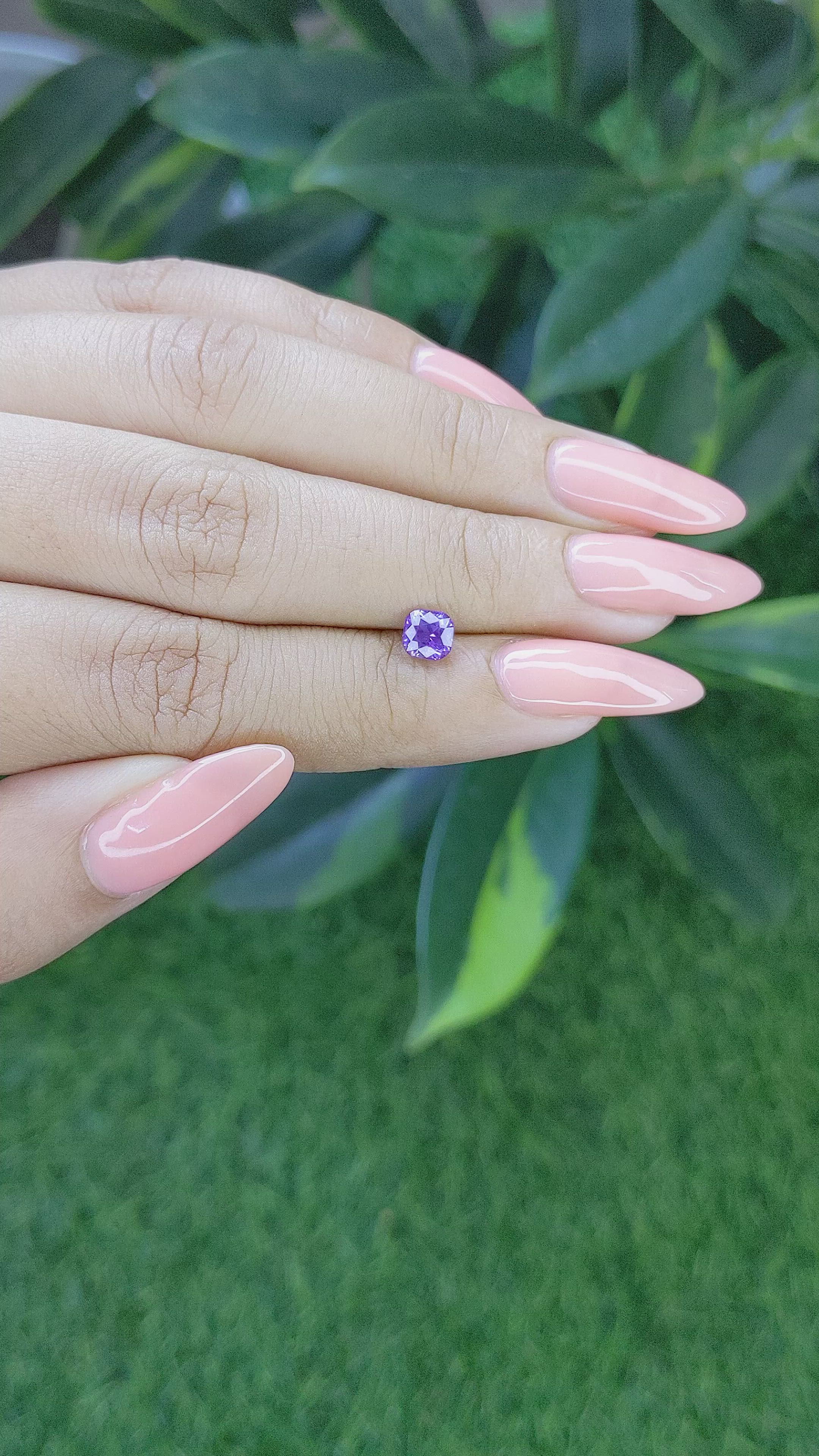 0.77 Ct. Purple Sapphire from Tanzania Size Video
