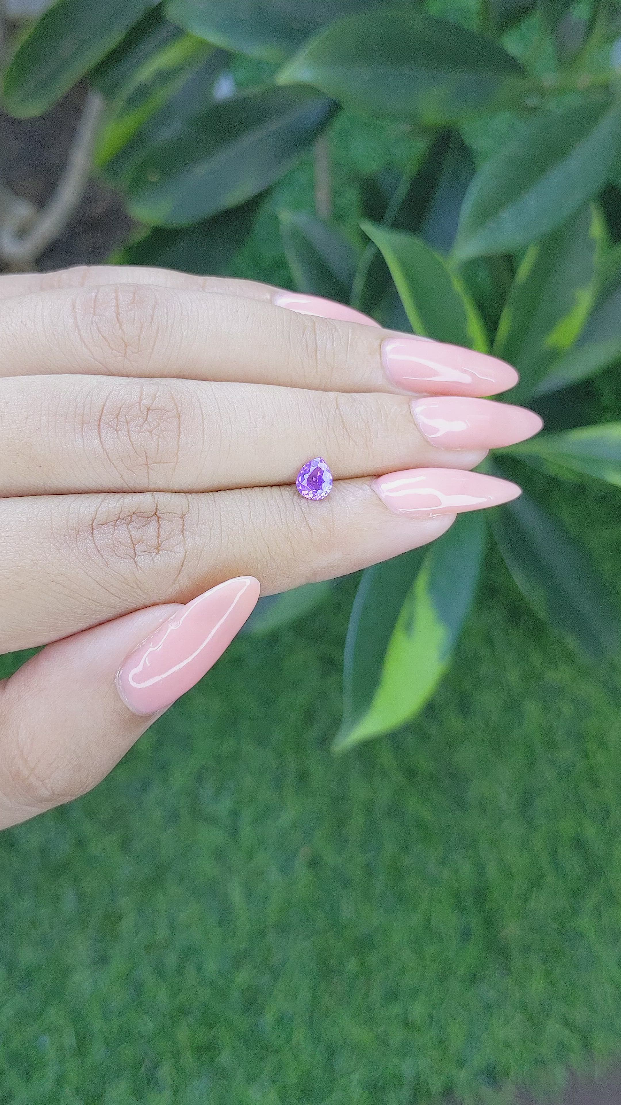 0.62 Ct. Purple Sapphire from Tanzania Size Video