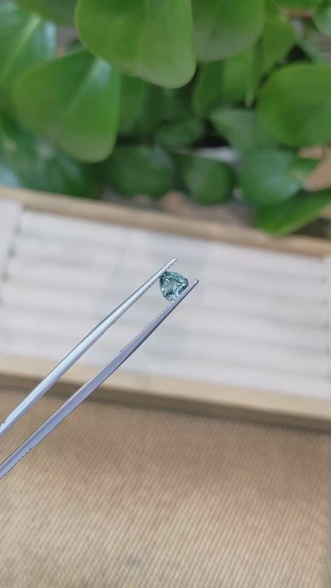 0.73 Ct. Greenish Blue Sapphire from Montana Size Video