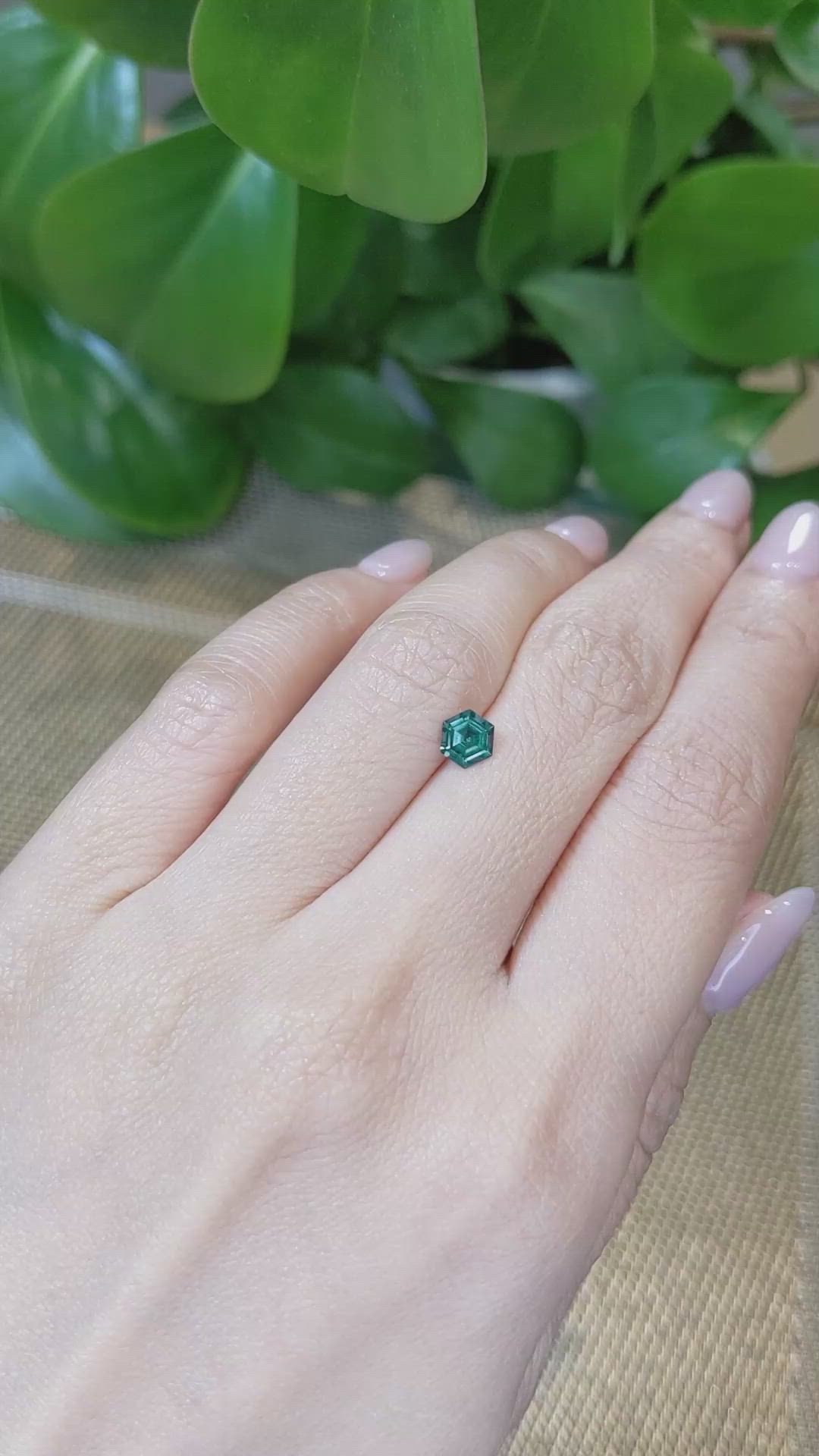 0.74 Ct. Bluish Green Sapphire from Montana Size Video