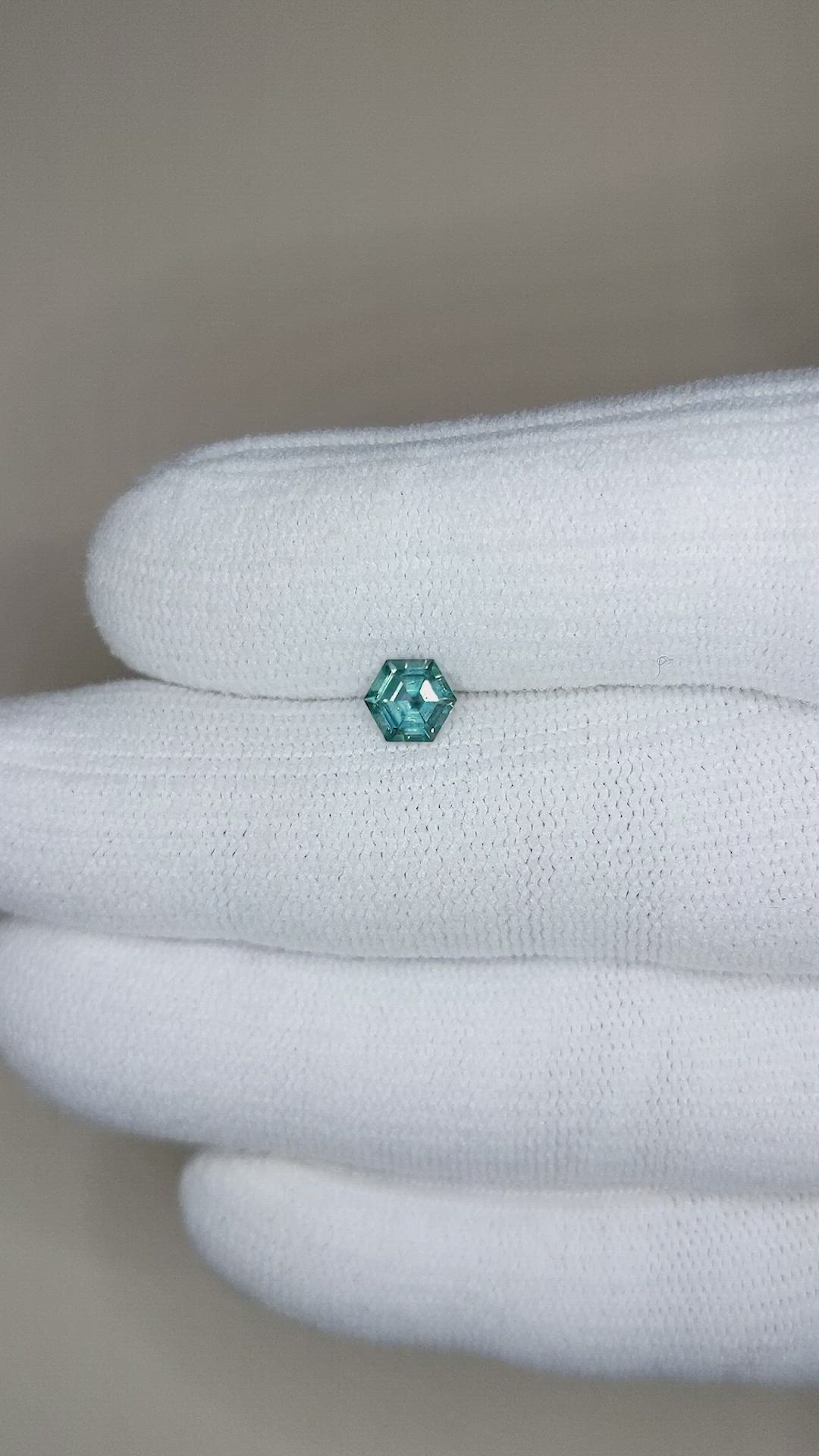 0.74 Ct. Bluish Green Sapphire from Montana Size Video