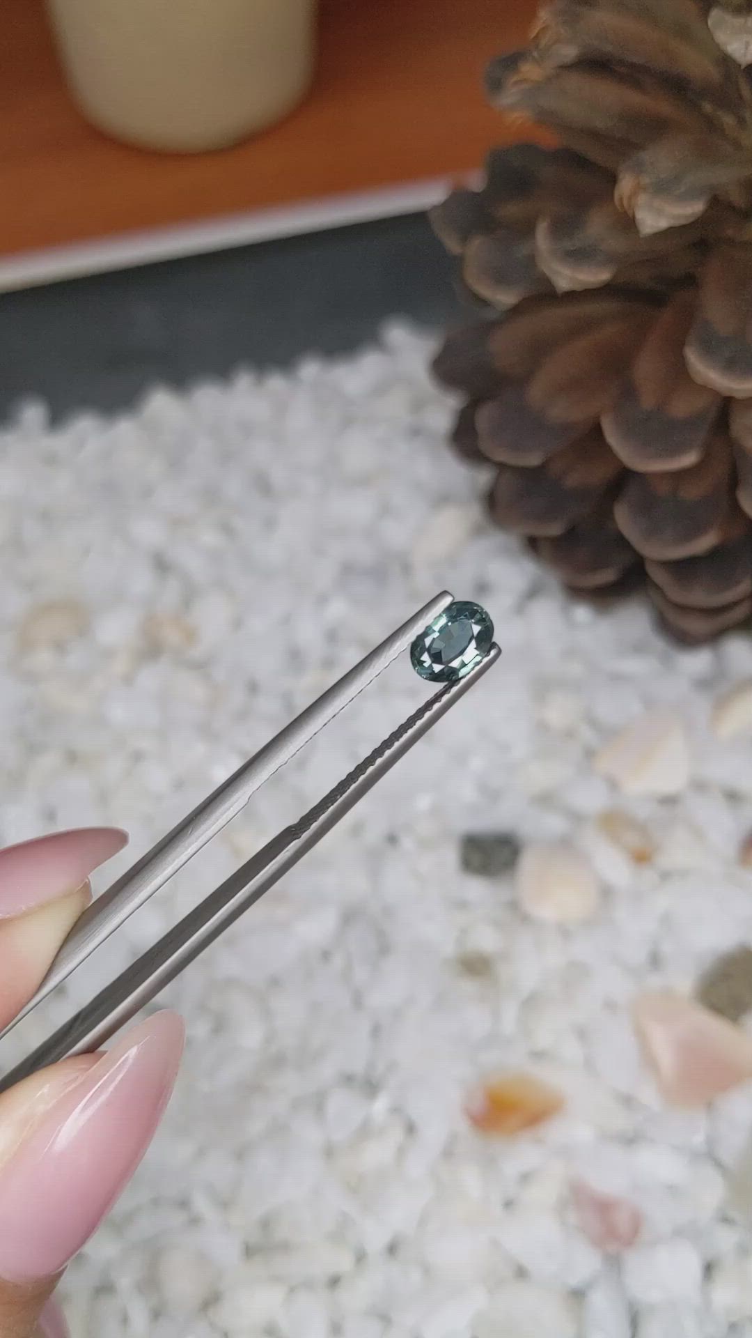 0.71 Ct. Bluish Green Sapphire from Madagascar Size Video