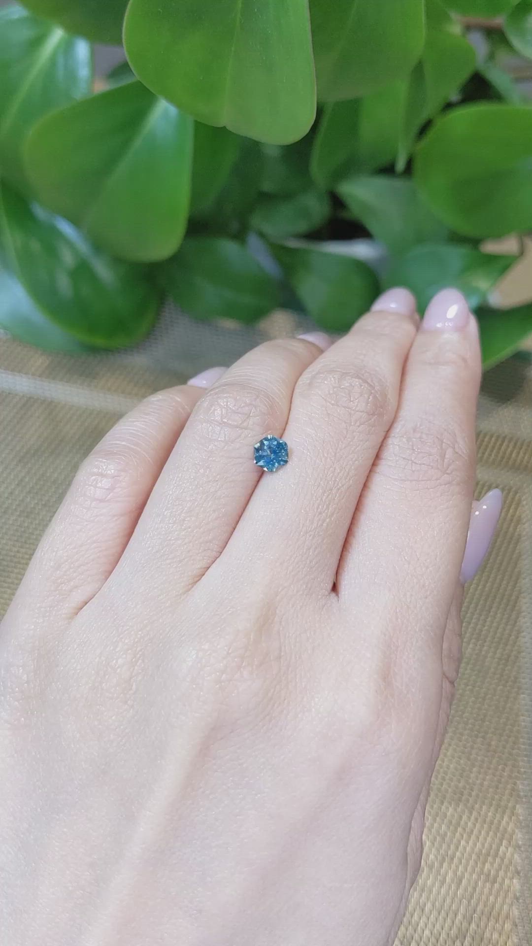 0.76 Ct. Greenish Blue Sapphire from Montana Size Video