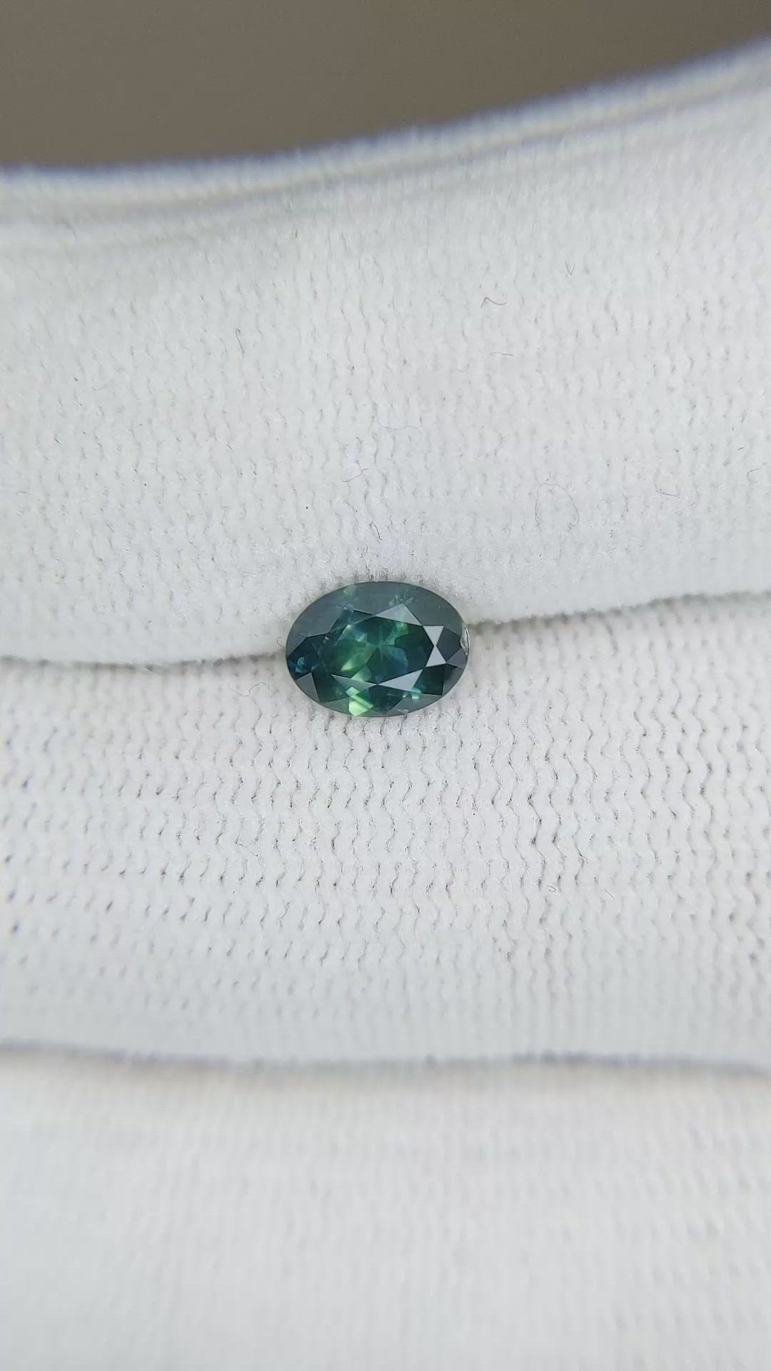 1.03 Ct. Bluish Green Sapphire from Montana Size Video