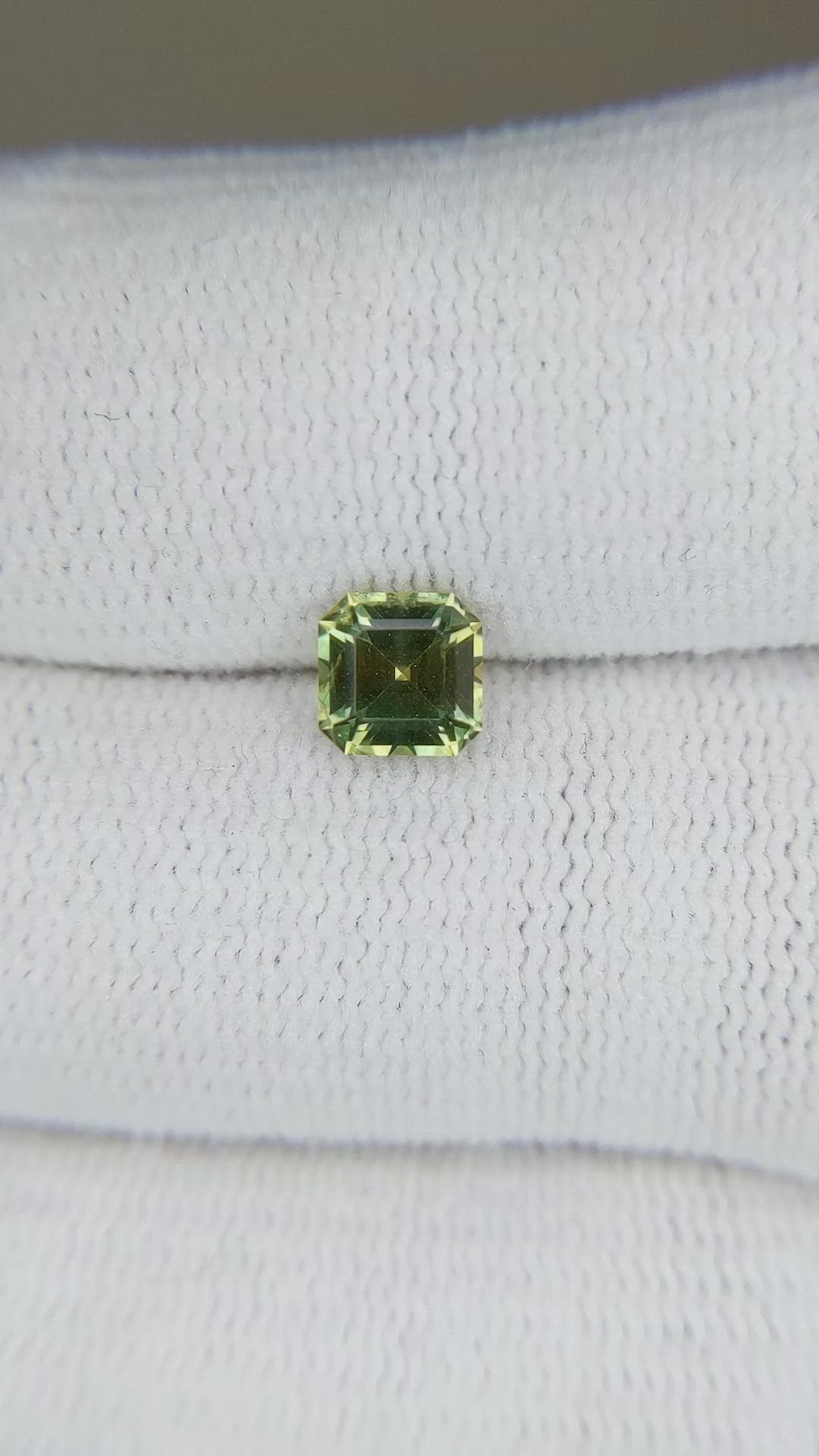 1.18 Ct. Yellowish Green Sapphire from Montana Size Video