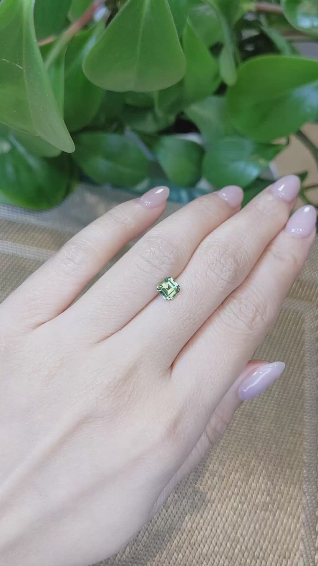 1.18 Ct. Yellowish Green Sapphire from Montana Size Video