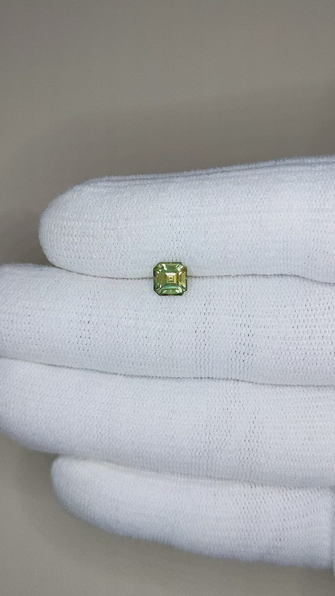 1.18 Ct. Yellowish Green Sapphire from Montana Size Video
