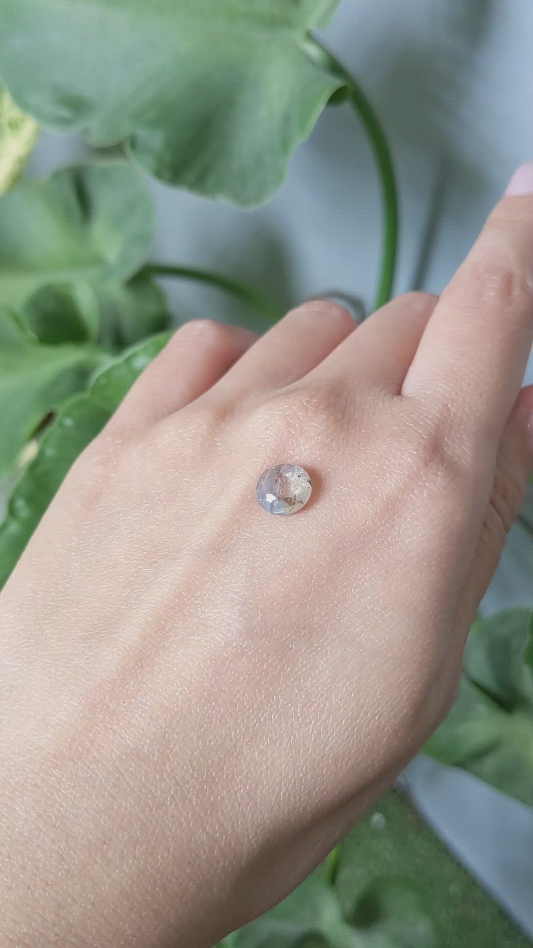 3.37 Ct. White Cabochon Sapphire from Ceylon (Sri Lanka) Size Video