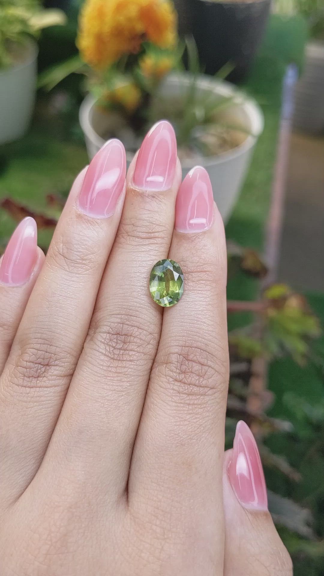 2.98 Ct. Yellowish Green Sapphire from Madagascar Size Video