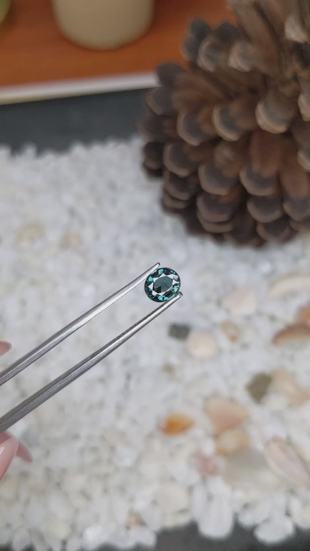 0.97 Ct. Bluish Green Sapphire from Madagascar Size Video