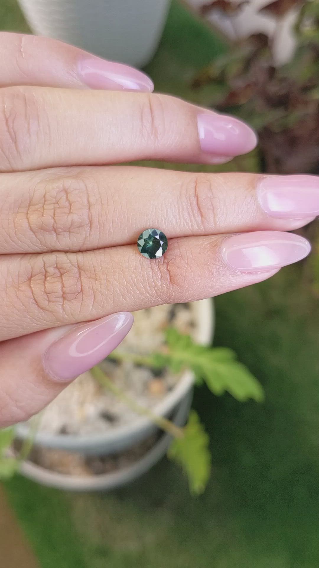 0.79 Ct. Bluish Green Sapphire from Madagascar Size Video