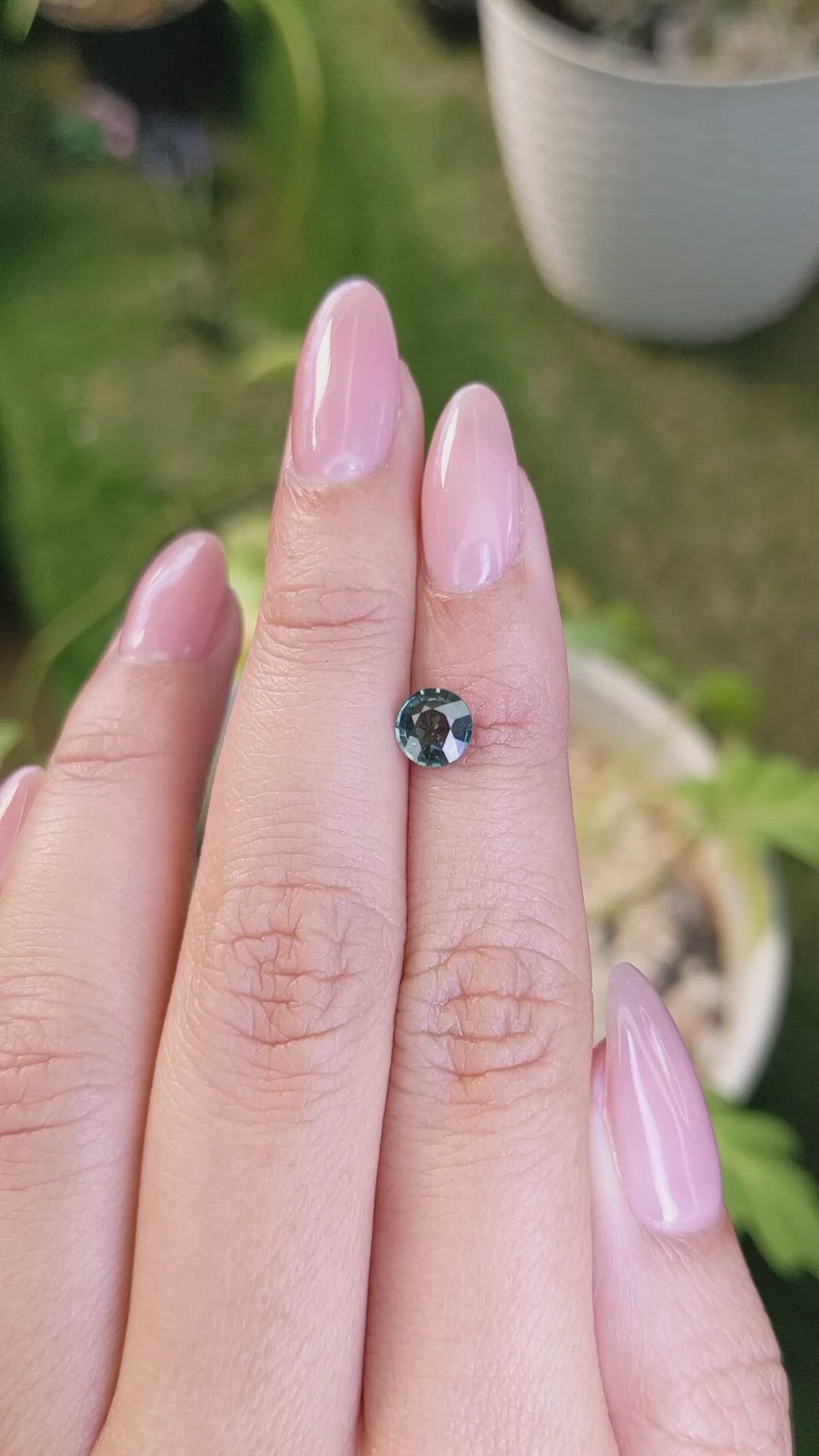 0.86 Ct. Bluish Green Sapphire from Madagascar Size Video