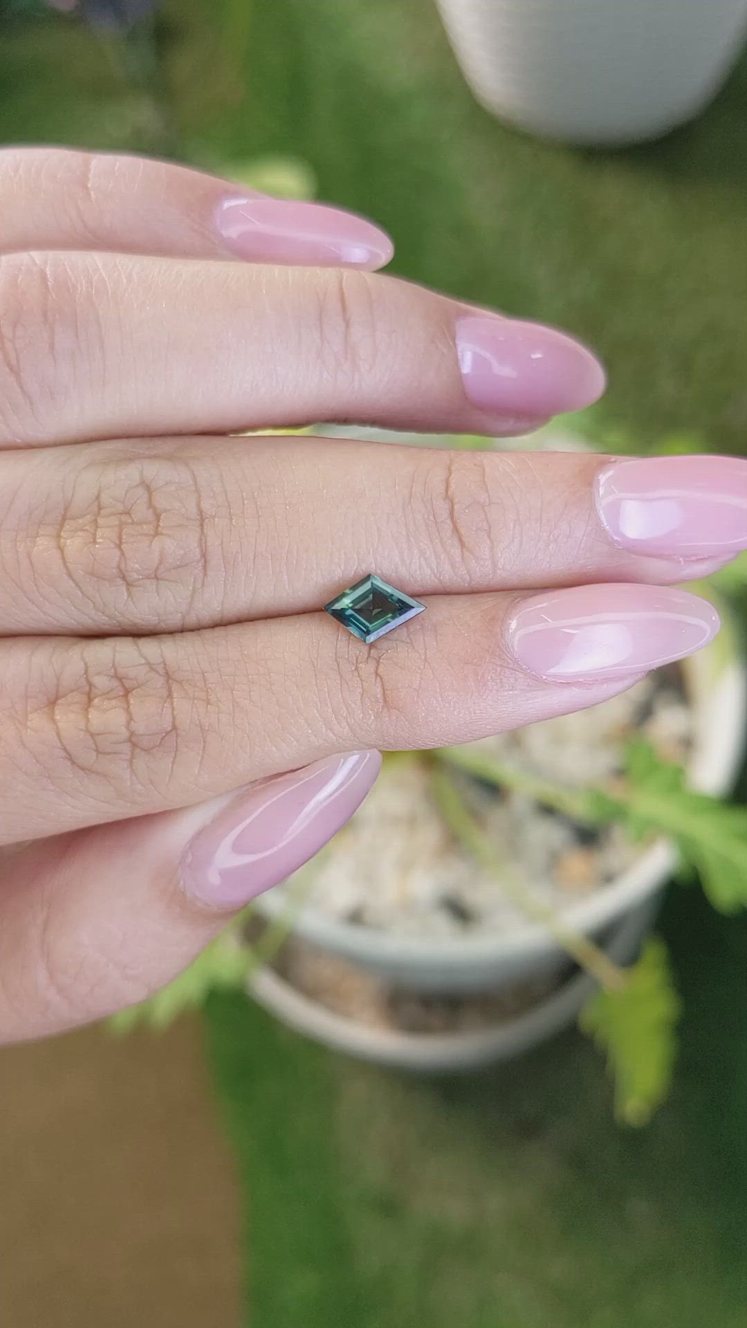 0.69 Ct. Bluish Green Sapphire from Madagascar Size Video