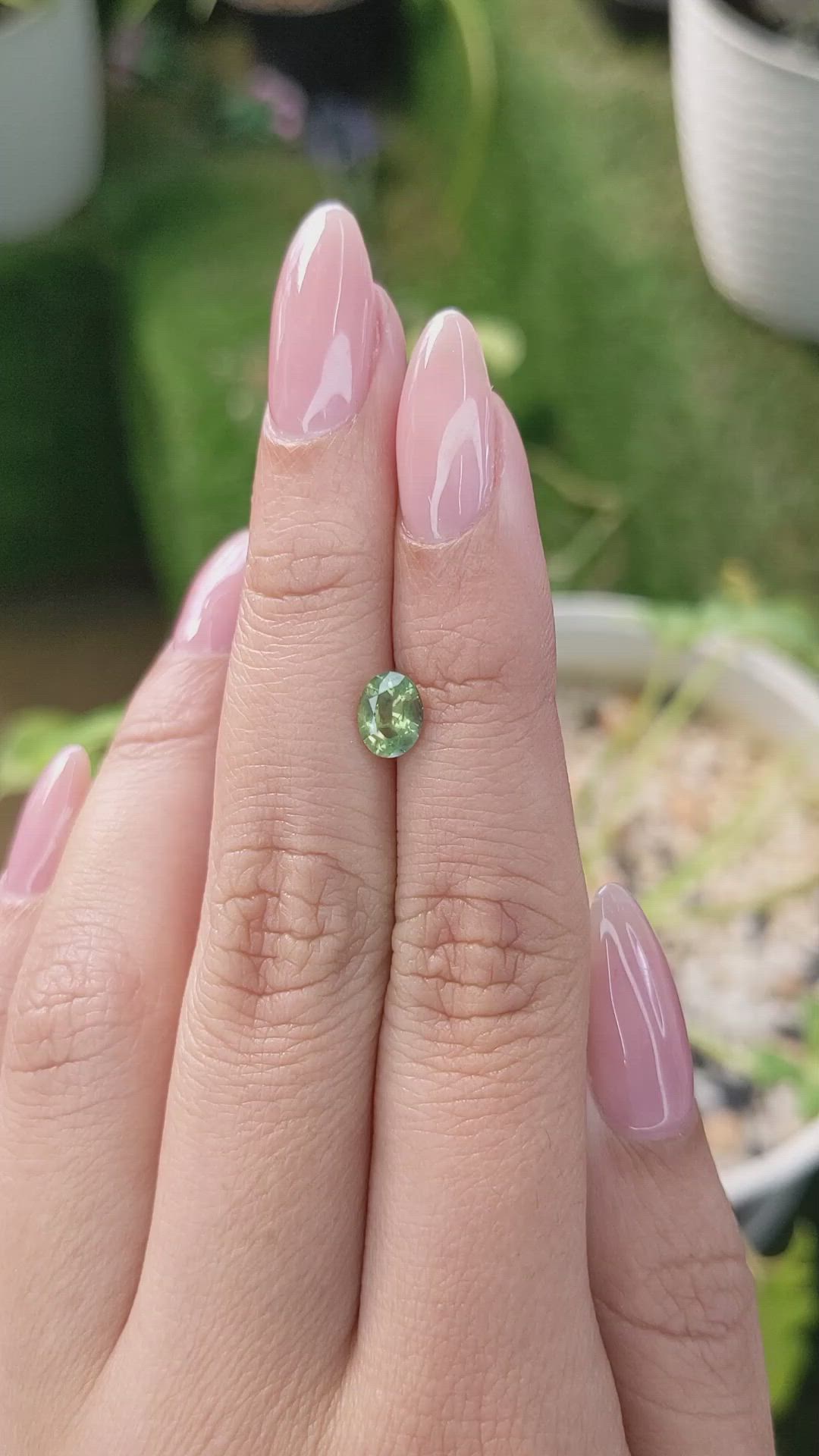 0.98 Ct. Yellowish Green Sapphire from Madagascar Size Video