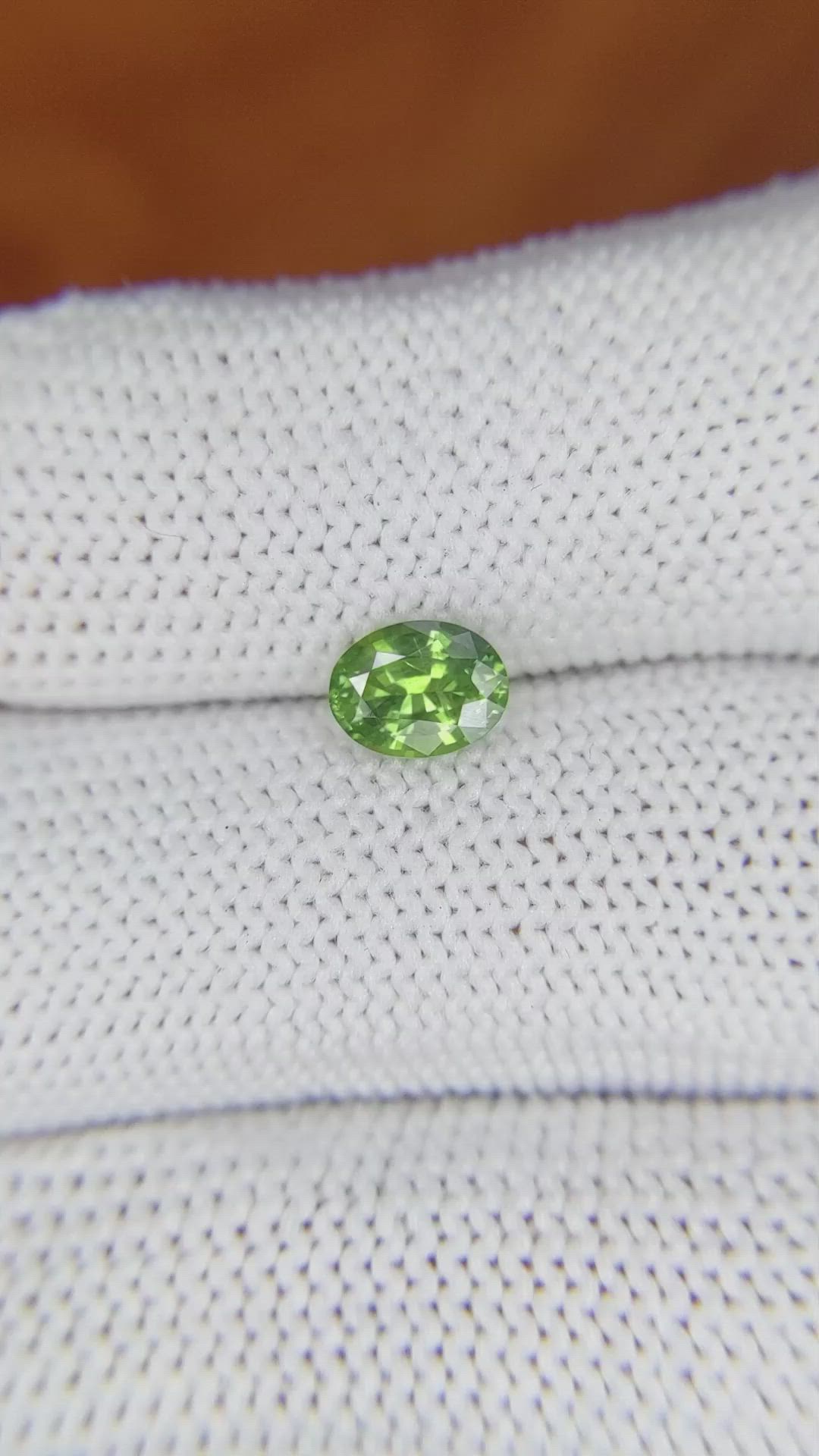 0.98 Ct. Yellowish Green Sapphire from Madagascar Size Video