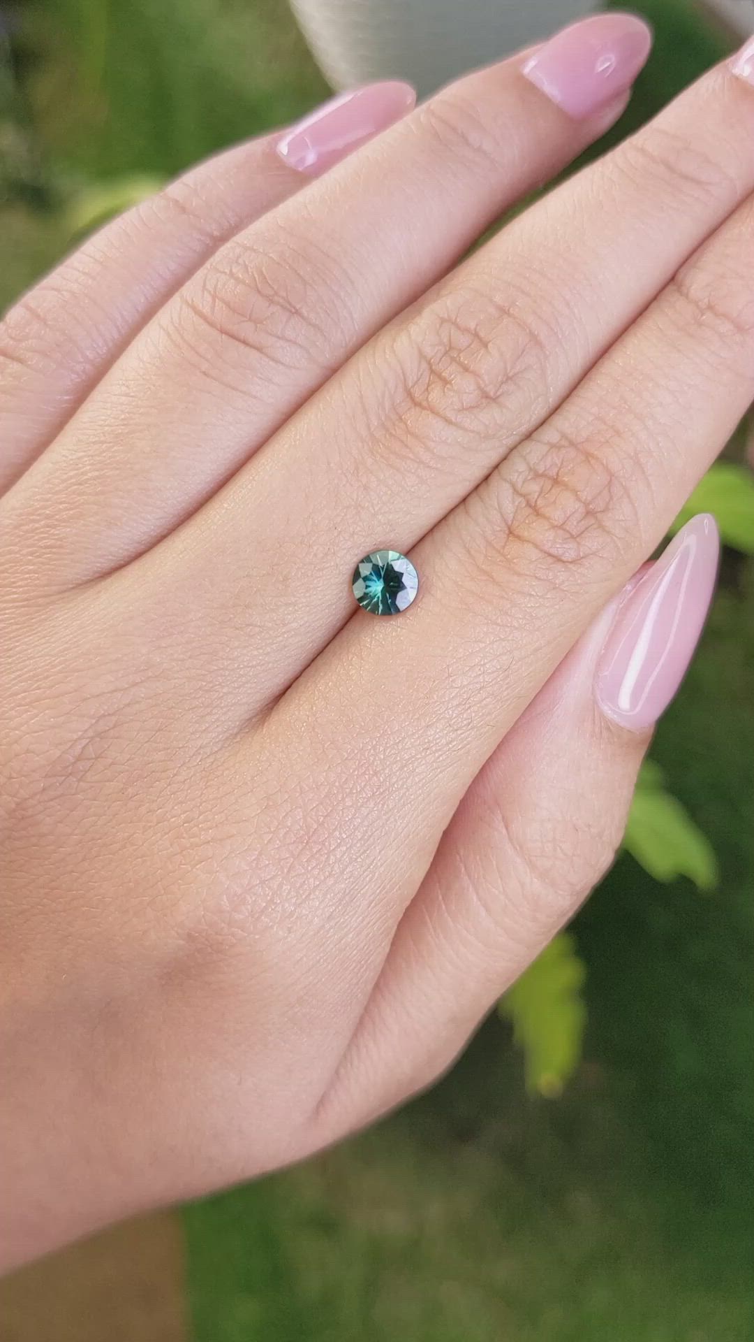 0.72 Ct. Bluish Green Sapphire from Madagascar Size Video