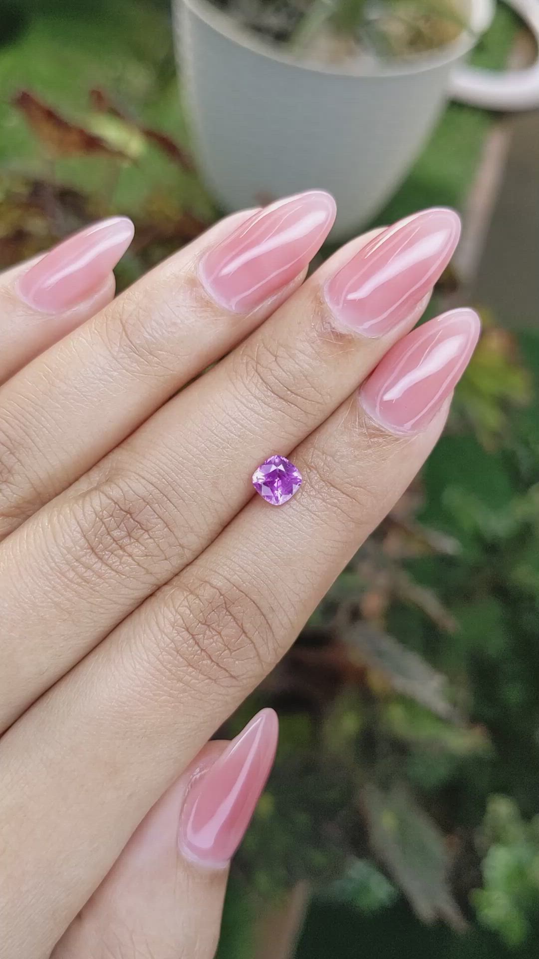 0.81 Ct. Pinkish Purple Sapphire from Ceylon (Sri Lanka) Size Video