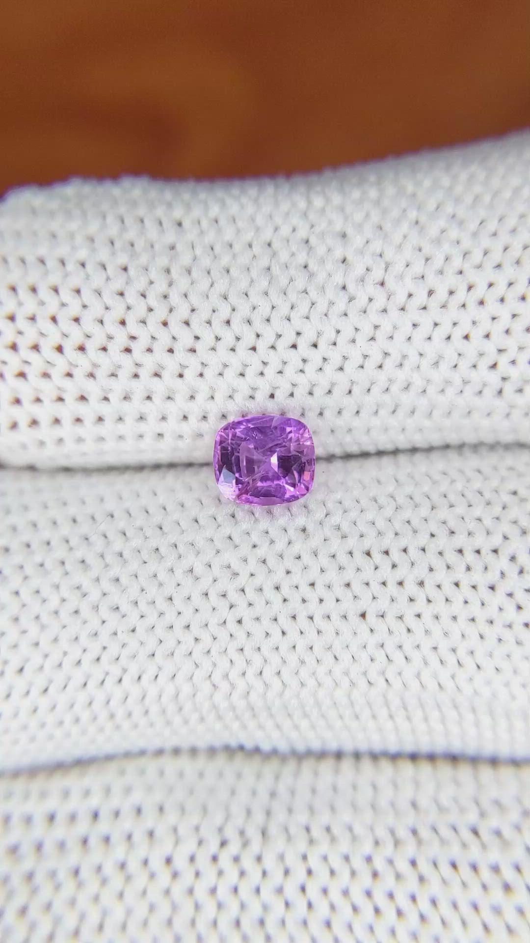 0.94 Ct. Pinkish Purple Sapphire from Ceylon (Sri Lanka) Size Video
