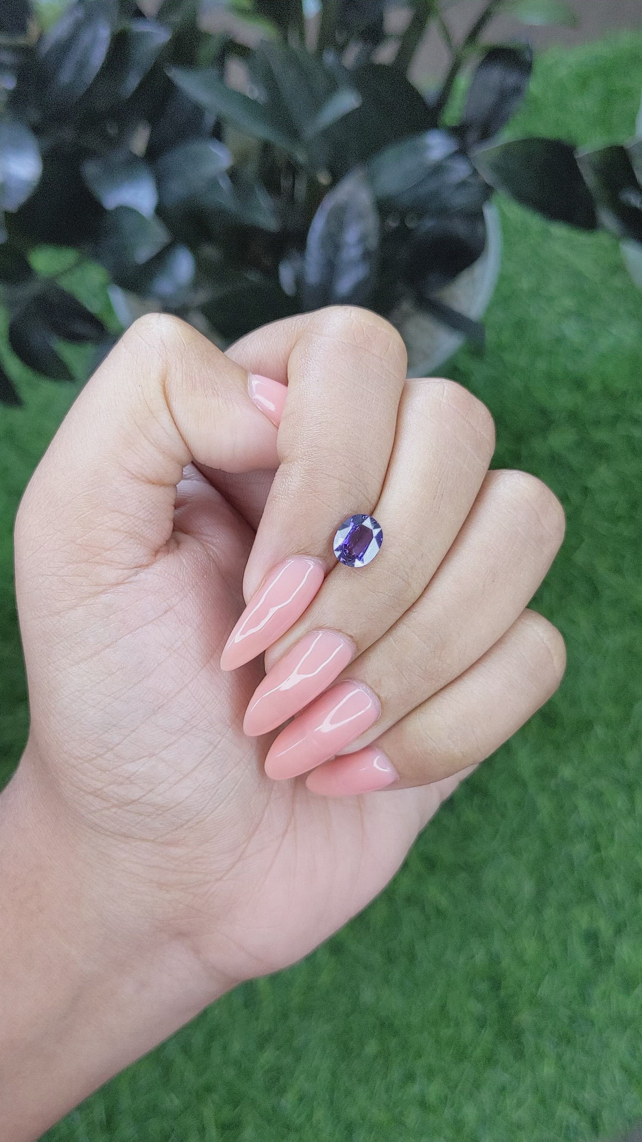 1.53 Ct. Bluish Purple Sapphire from Tanzania Size Video