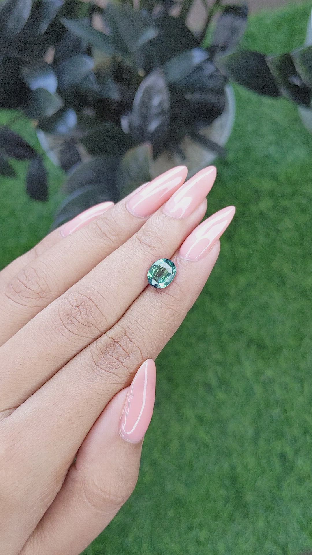 2.51 Ct. Bluish Green Sapphire from Africa Size Video