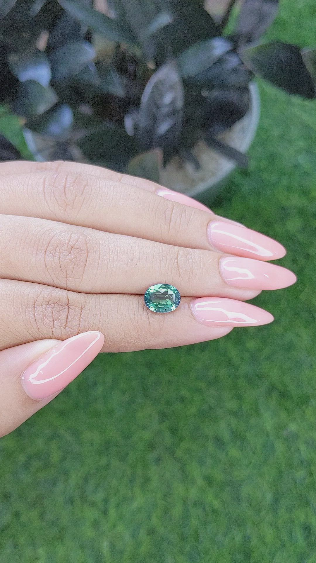 2.51 Ct. Bluish Green Sapphire from Africa Size Video