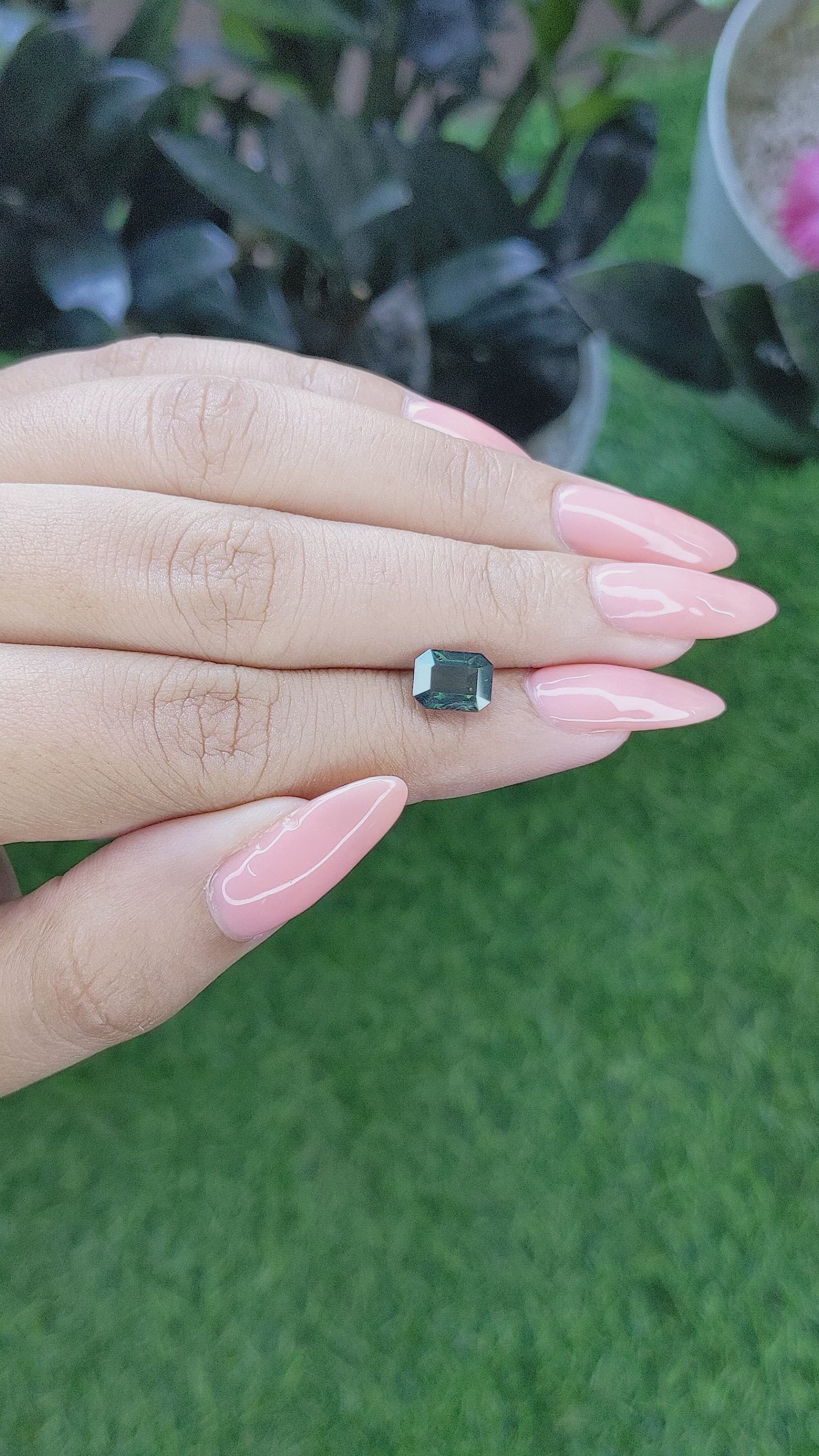 2.09 Ct. Bluish Green Sapphire from Tanzania Size Video