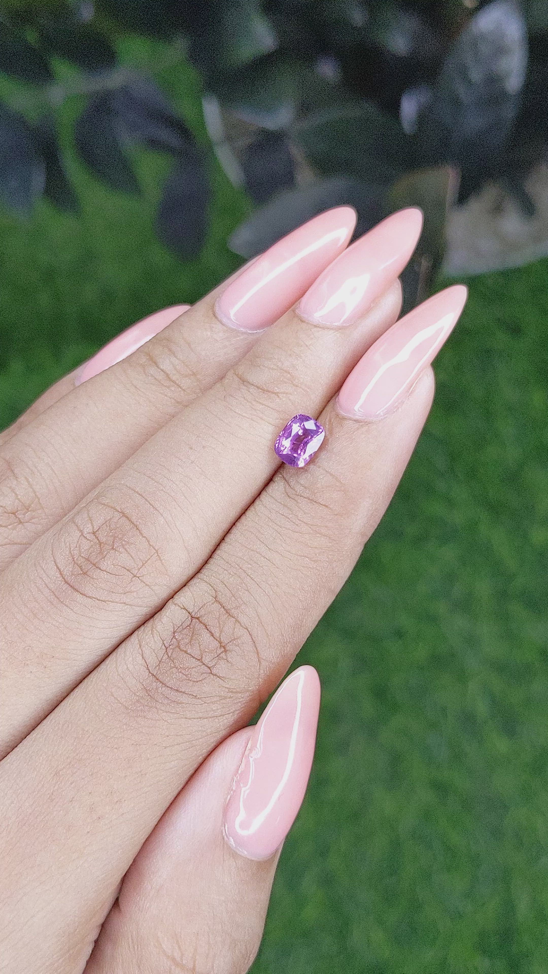 1.01 Ct. Pinkish Purple Sapphire from Tanzania Size Video