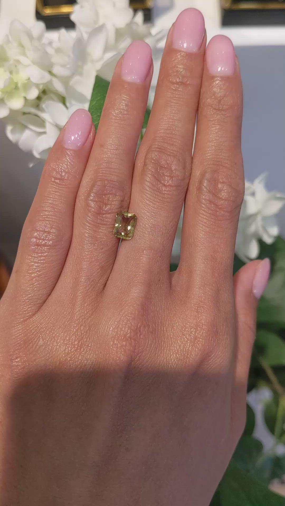1.62 Ct. Greenish Yellow Sapphire from Ceylon (Sri Lanka) Size Video