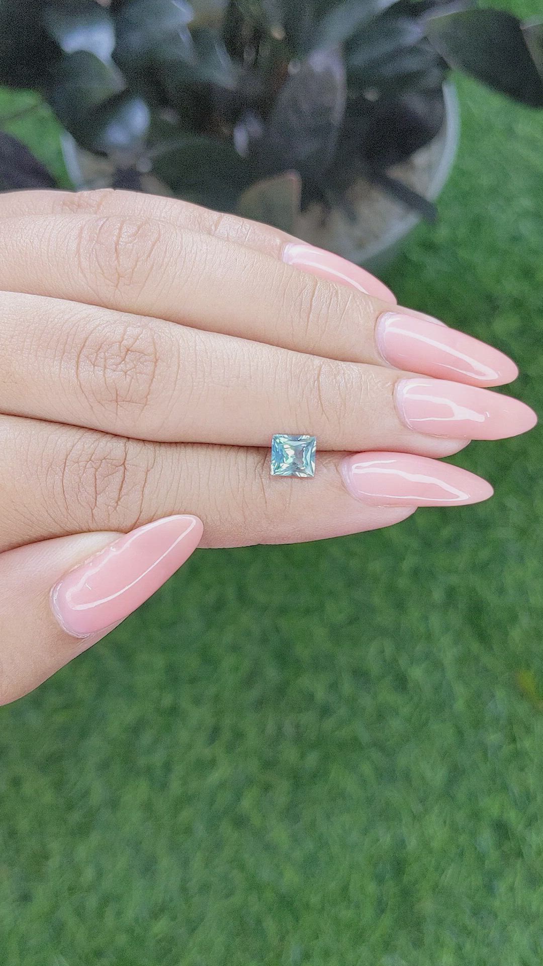 1.33 Ct. Greenish Blue Sapphire from Madagascar Size Video