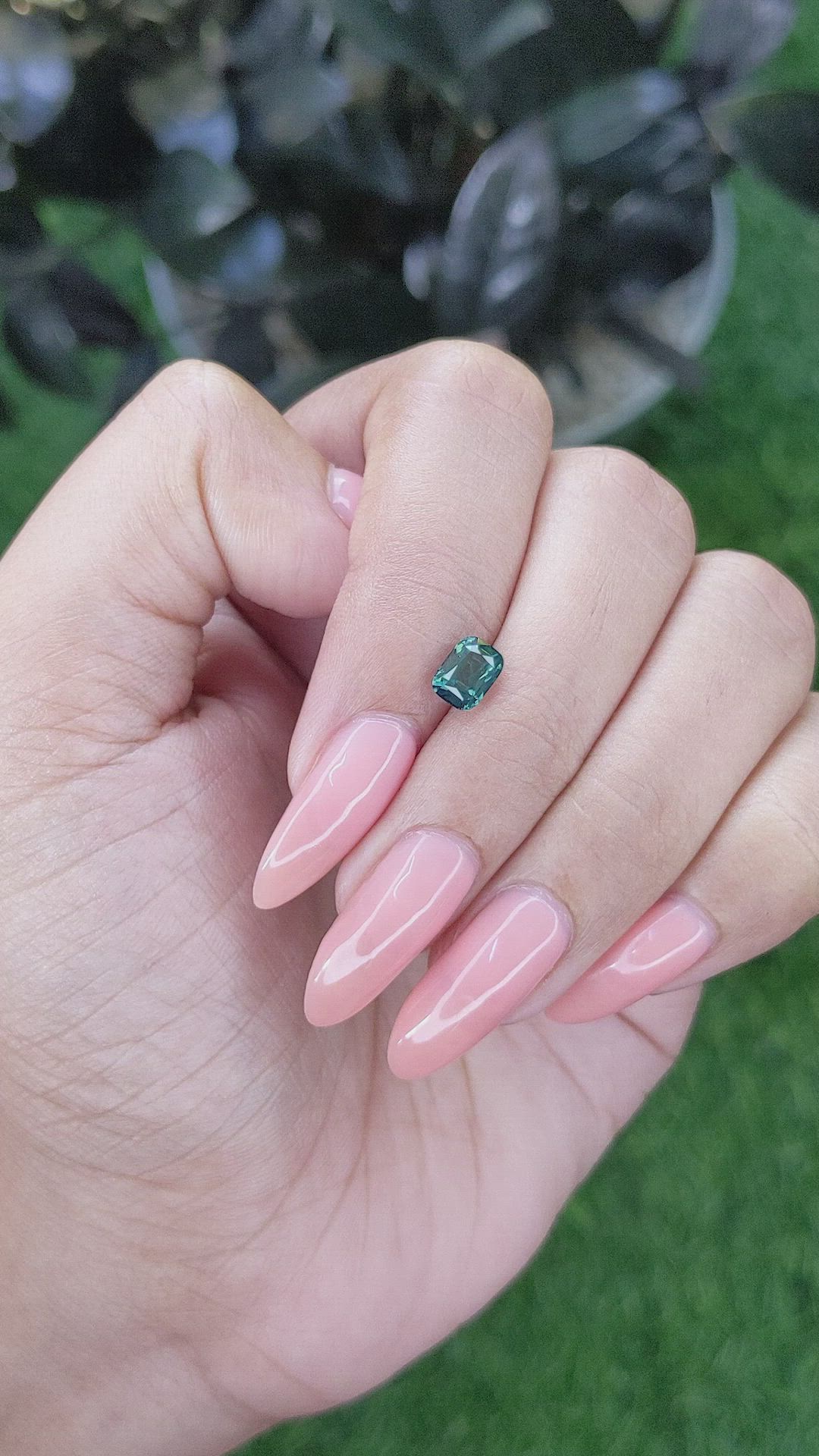 1.08 Ct. Bluish Green Sapphire from Madagascar Size Video