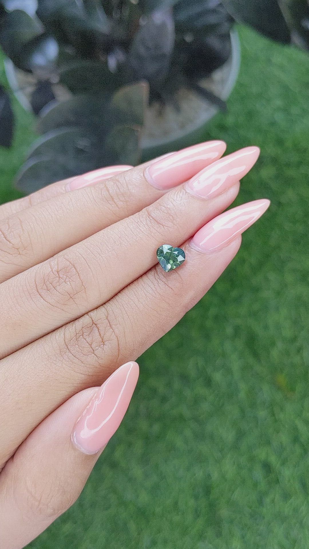 1.36 Ct. Bluish Green Sapphire from Madagascar Size Video