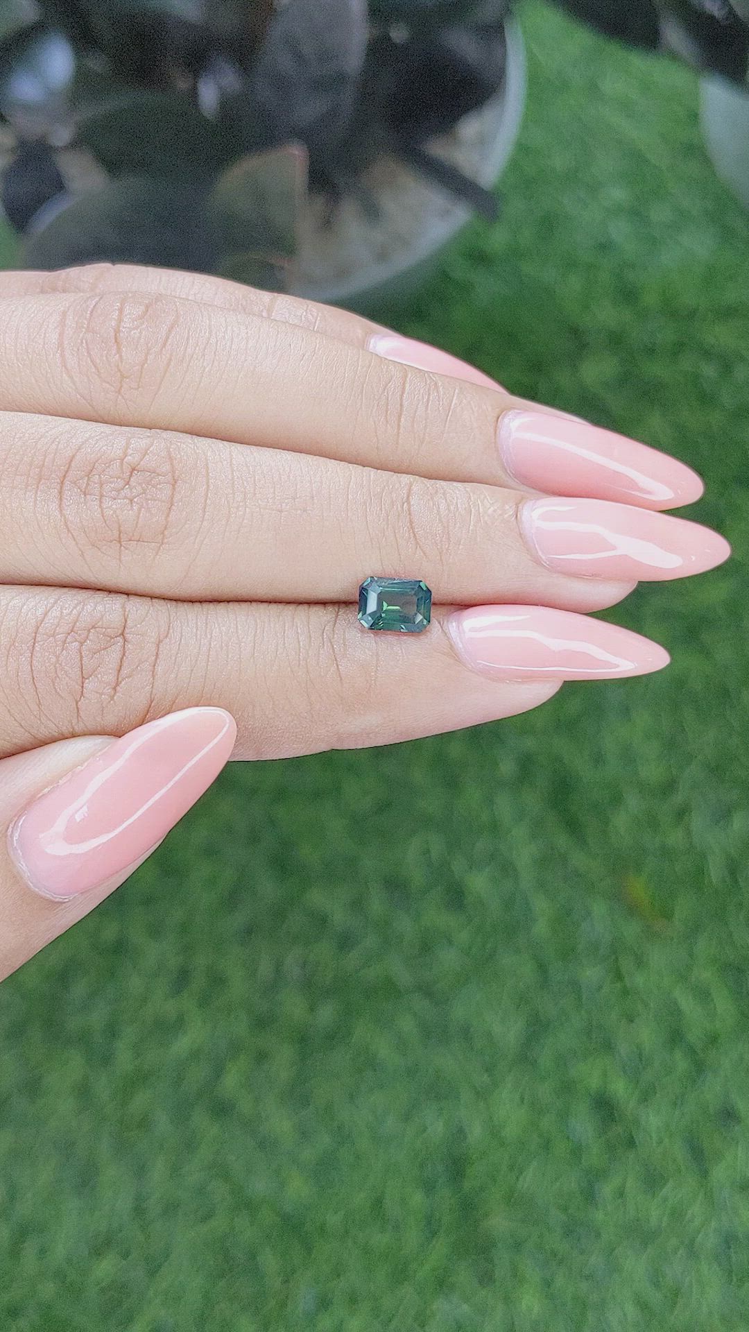 1.11 Ct. Bluish Green Sapphire from Madagascar Size Video