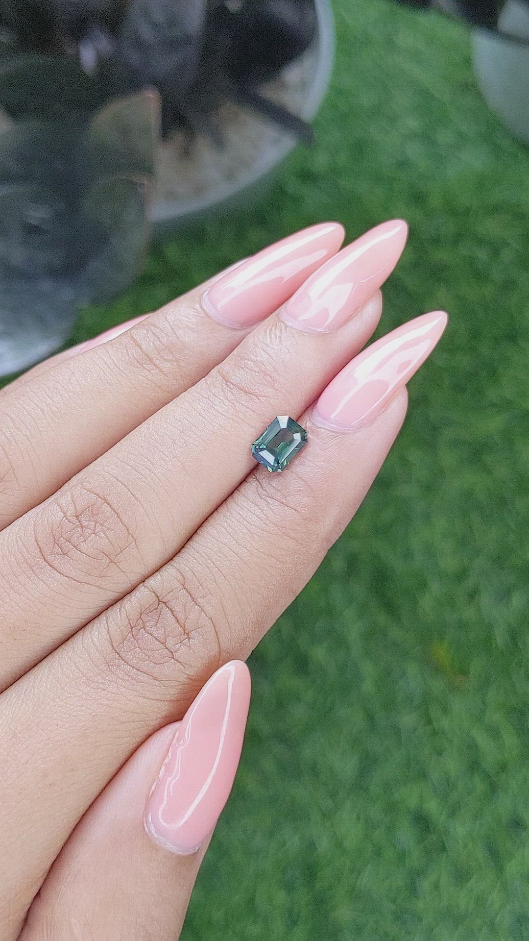 1.11 Ct. Bluish Green Sapphire from Madagascar Size Video